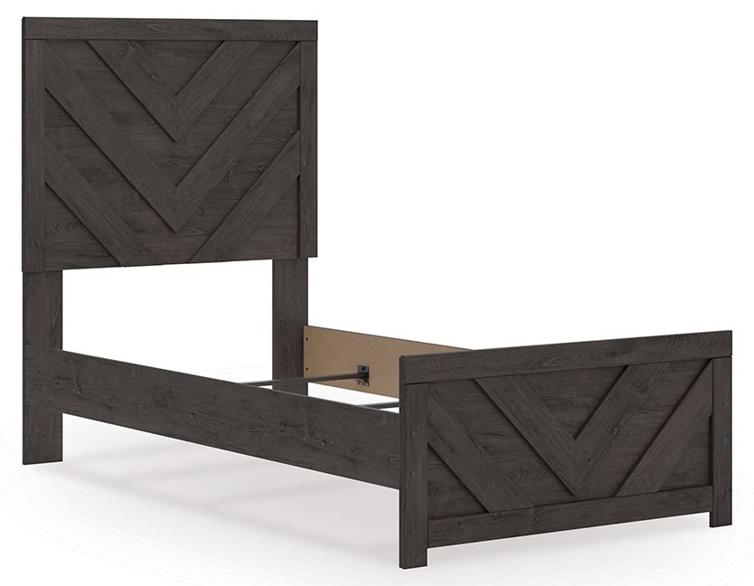 Ashley Furniture Prendonea - 6 Pc. - Dresser, Mirror, Twin Panel Bed, 2 Nightstands - Charcoal - Image 8
