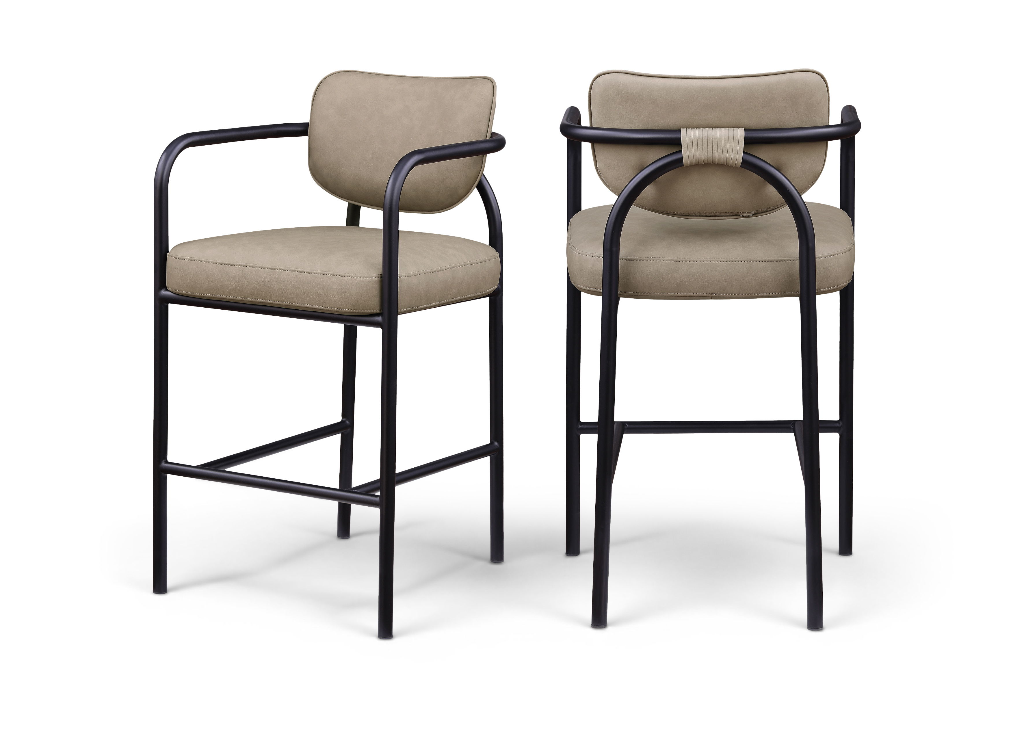 Serava - Vegan Leather Upholstered Bar Stool - Taupe