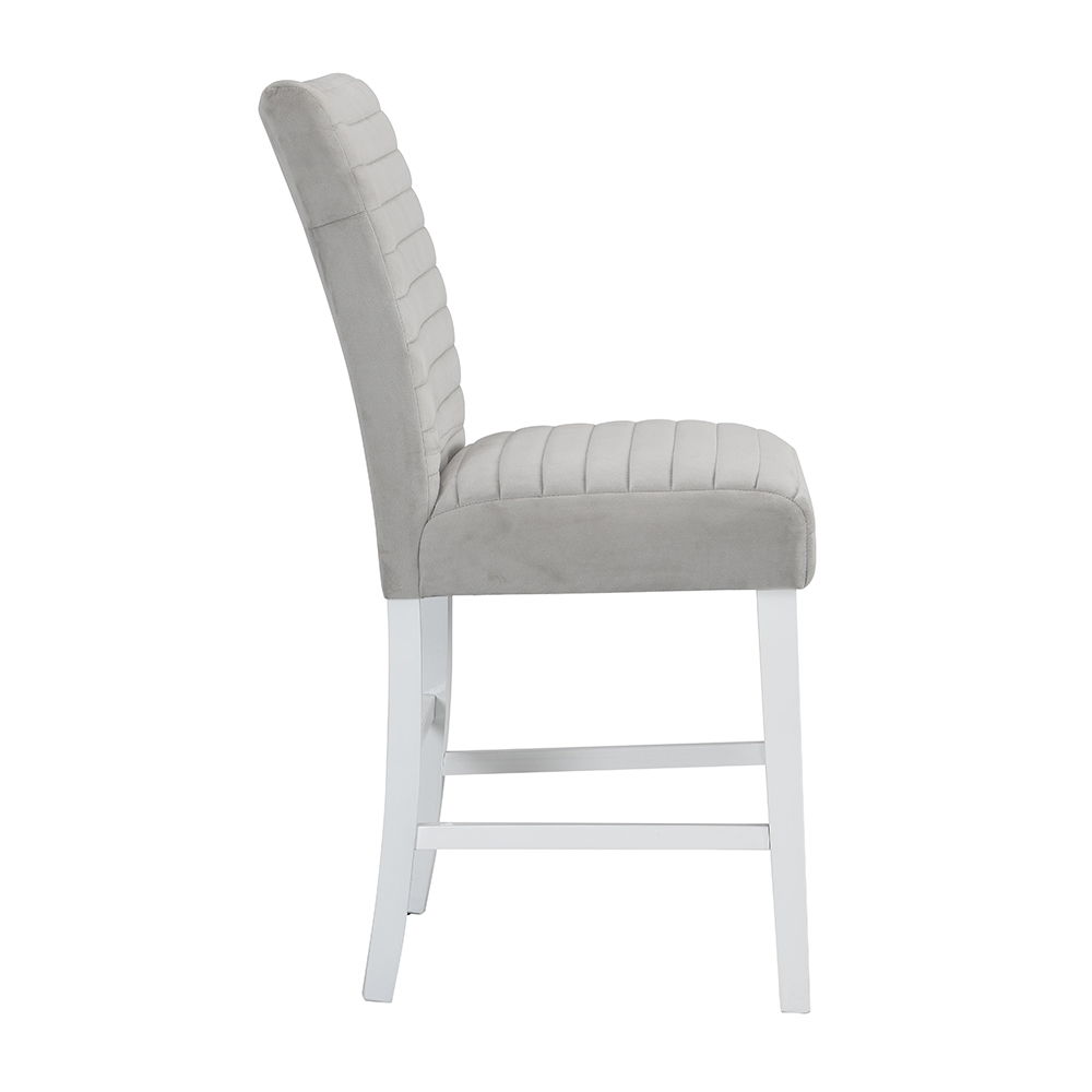 Elizaveta - Counter Height Chair (Set of 2) - Gray Velvet &White High Gloss, light gray, view 2