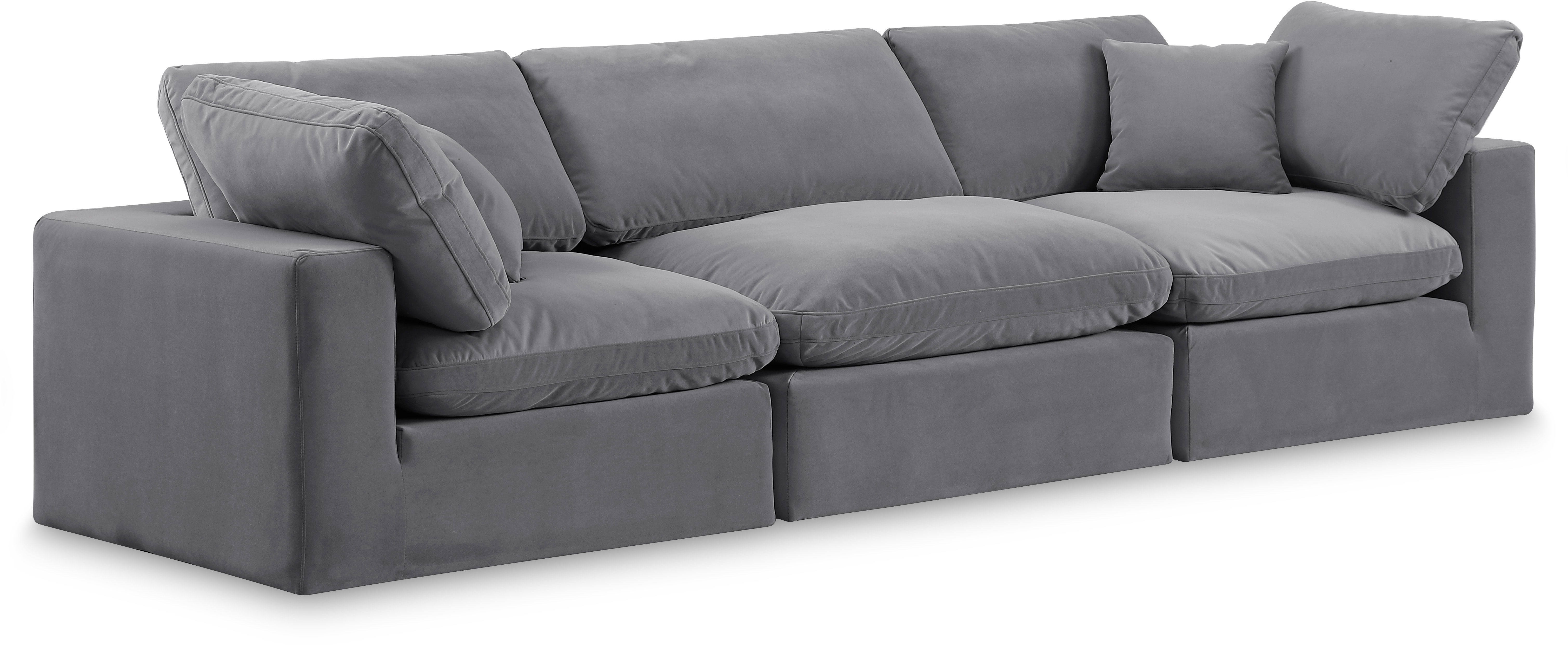 Comfy - Velvet Modular Sofa 3 Seats - Dark Gray