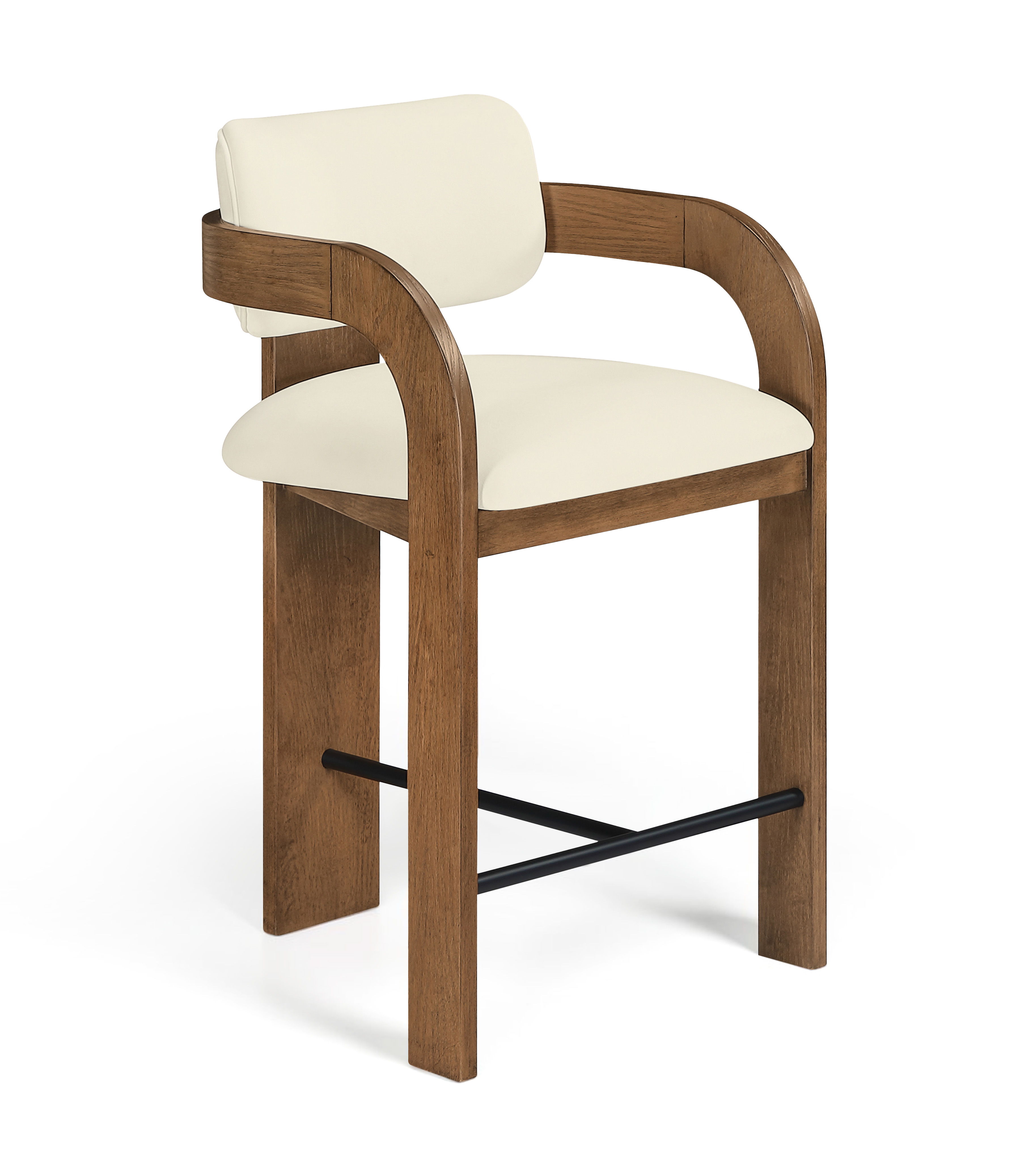 Cedra - Velvet Performance Fabric Upholstered Counter Stool - Cream / Brown
