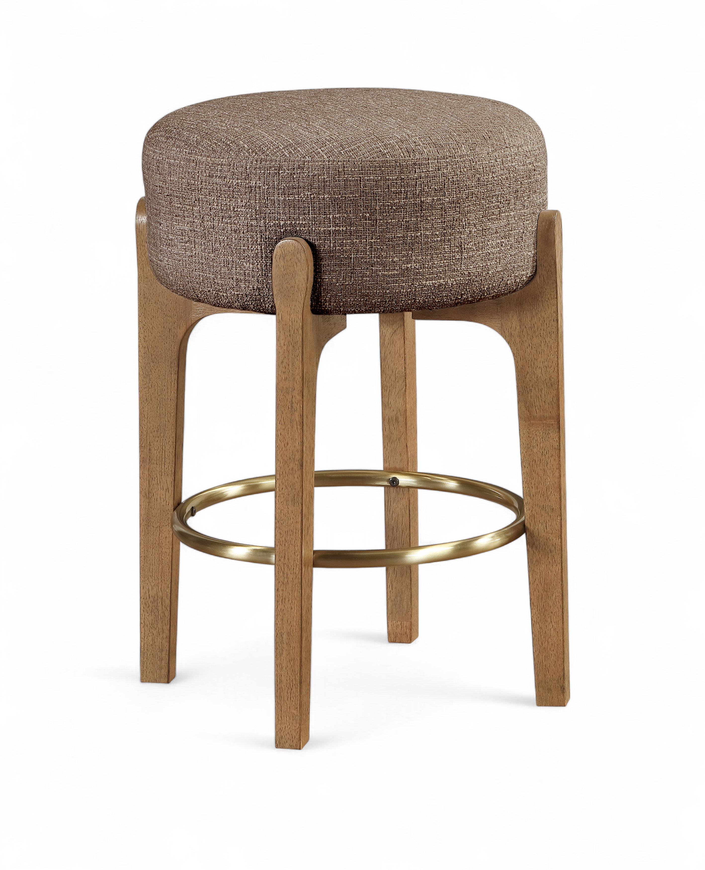 Torino - Fabric Upholstered Backless Counter Stool (Set of 2) - Brown / Brushed Brown