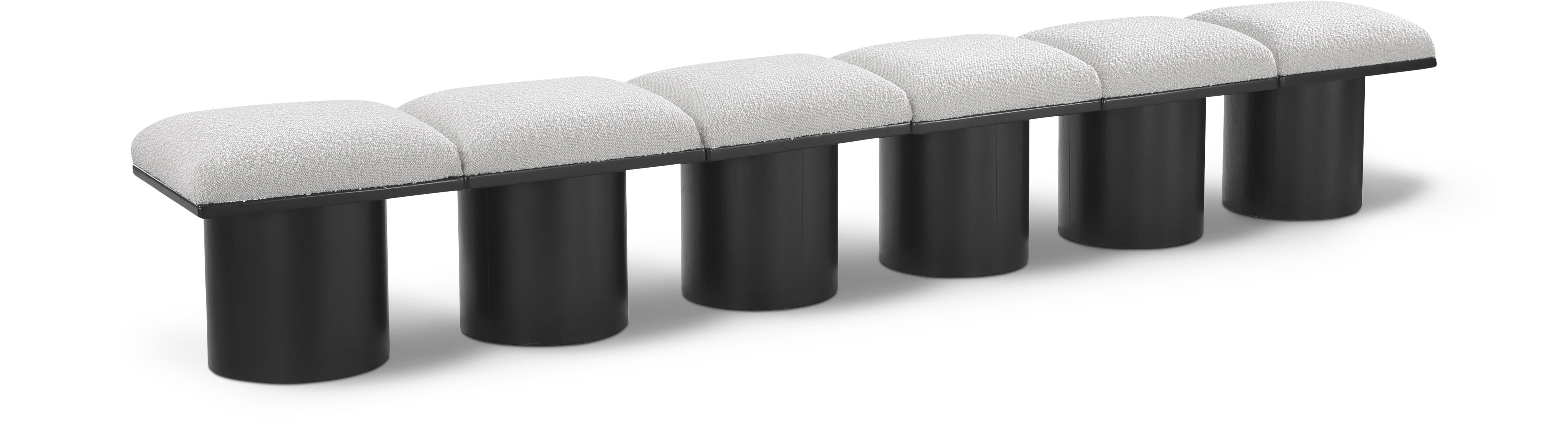 Pavilion - 108" 6 Piece Modular Bench With Black Base - Cream