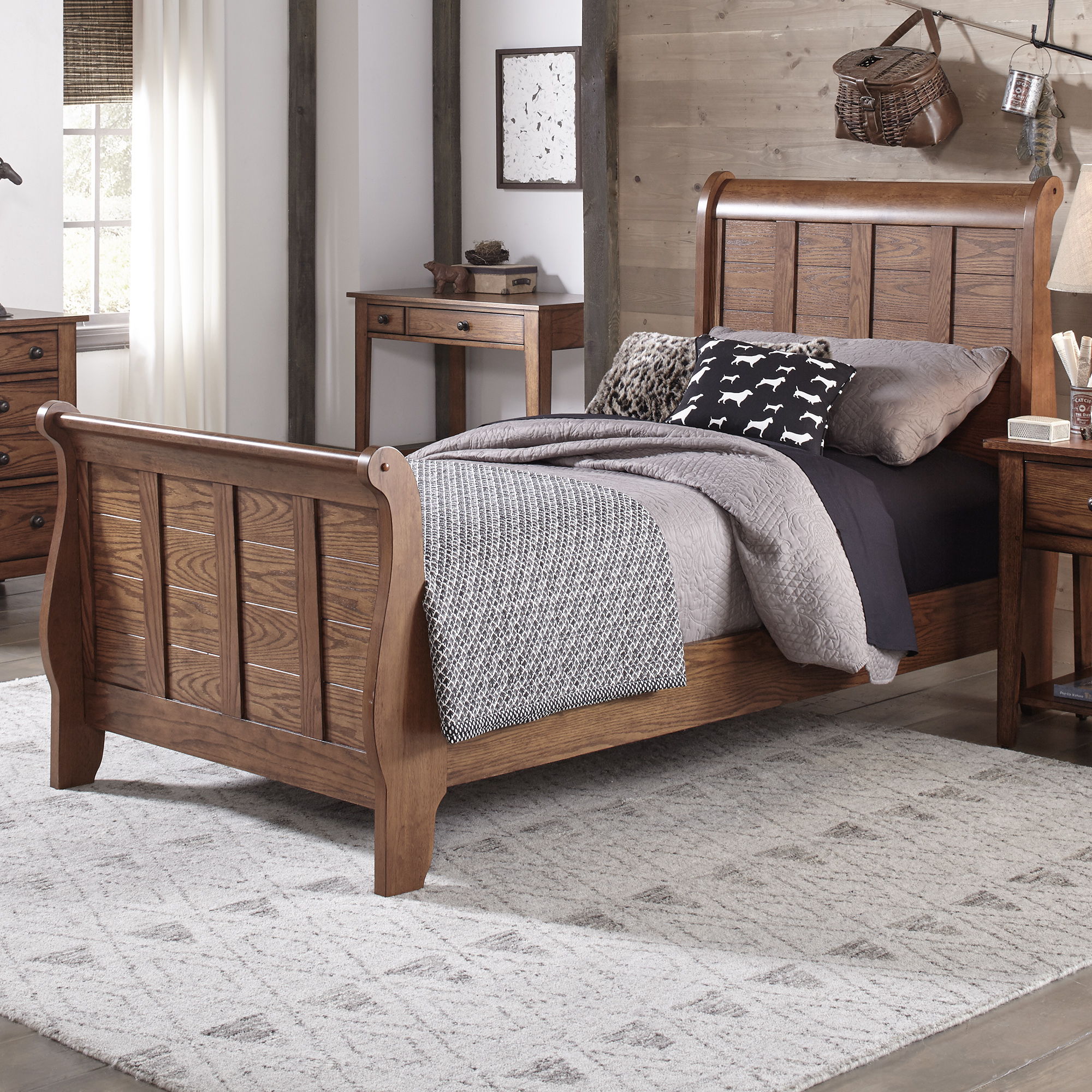 Liberty Furniture Grandpas Cabin - Twin Sleigh Bed - Light Brown