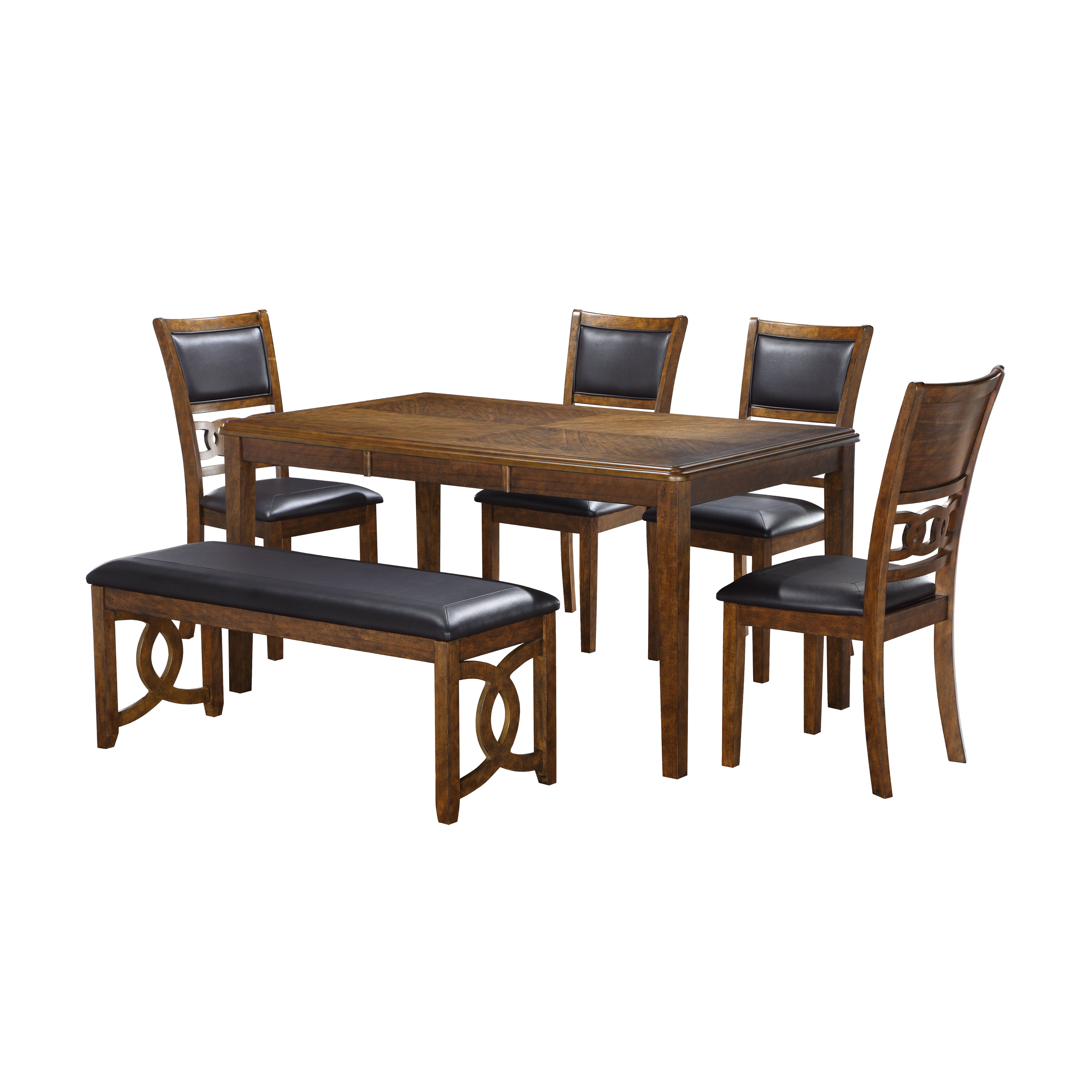 Gia - 6 Piece Dining Table & 4 Chairs & Bench - Brown
