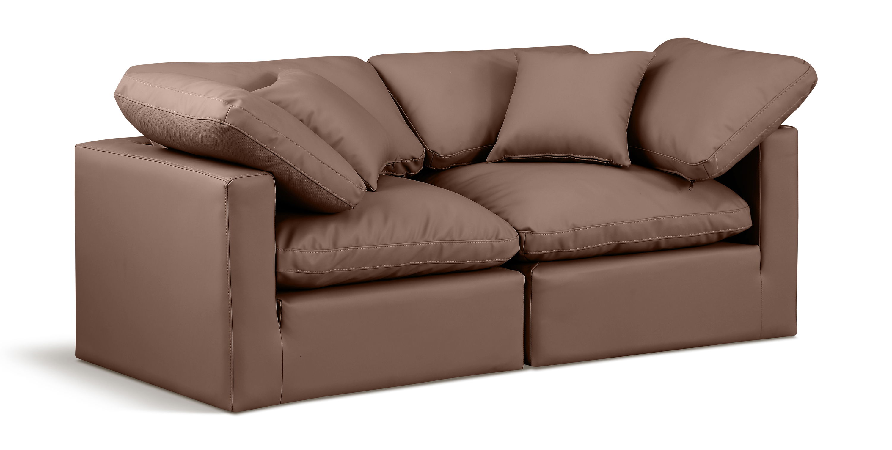 Indulge - Faux Leather 2 Seat Modular Sofa - Brown