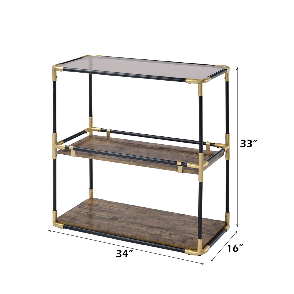 Heleris - Console Table - Smoky Glass Top & Black & Gold, black, view 3