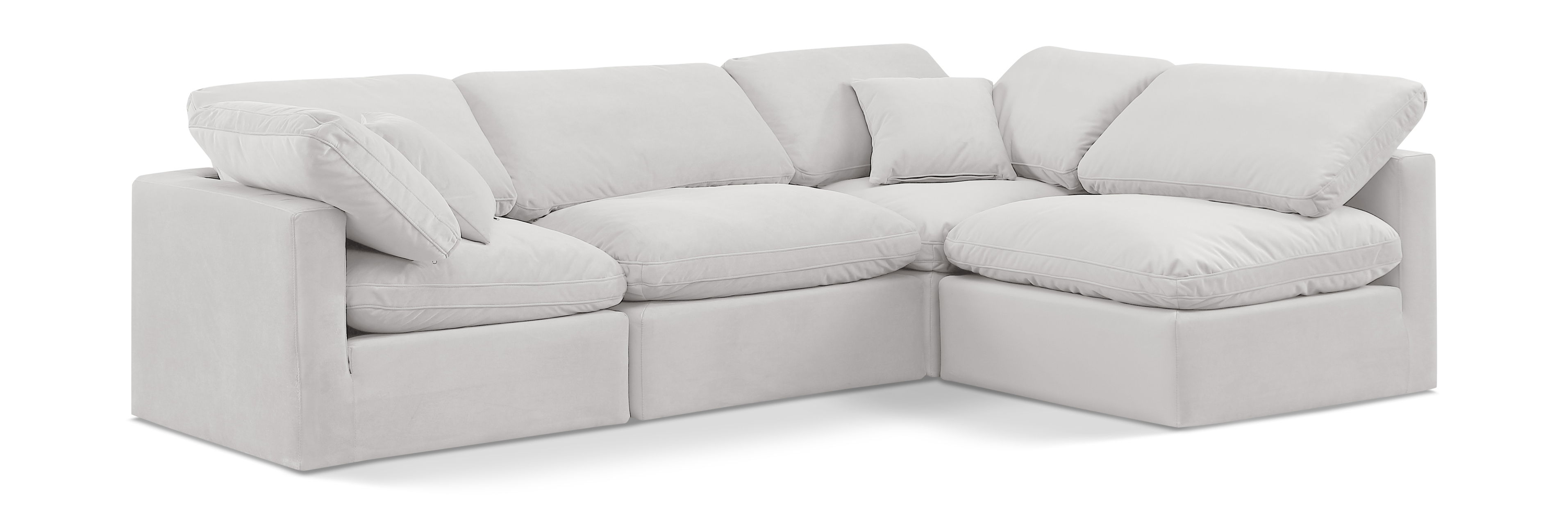 Indulge - Velvet 4 Piece Modular Sectional - Off White