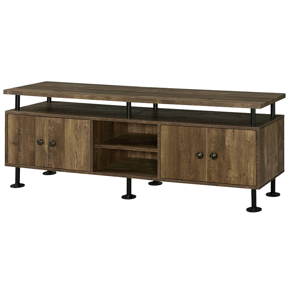 Ensata II - TV Stand - Rustic Oak & Black, light brown, view 2