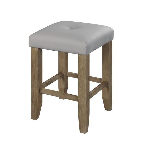 Charnell - Counter Height Stool (Set of 2) - Gray Synthetic Leather & Oak, light brown, view 7