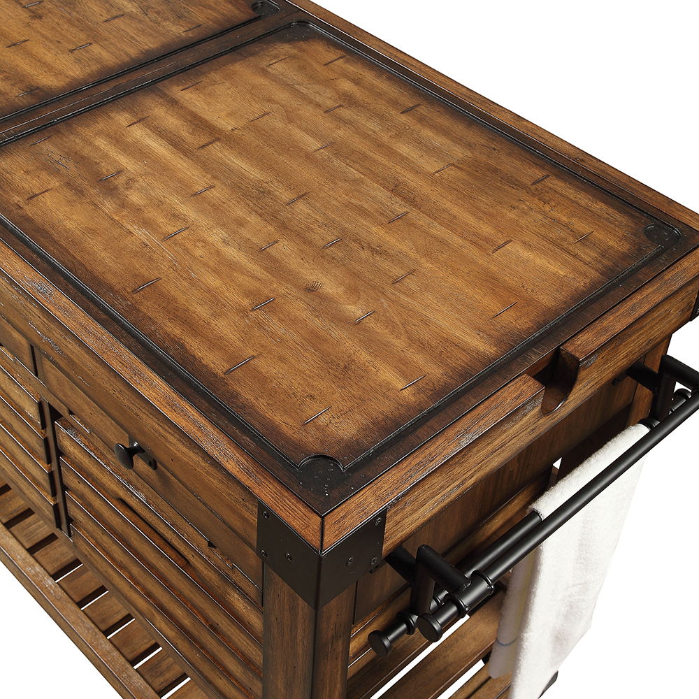 Kaif - Kitchen Cart - Distressed Chestnut, dark brown, view 7