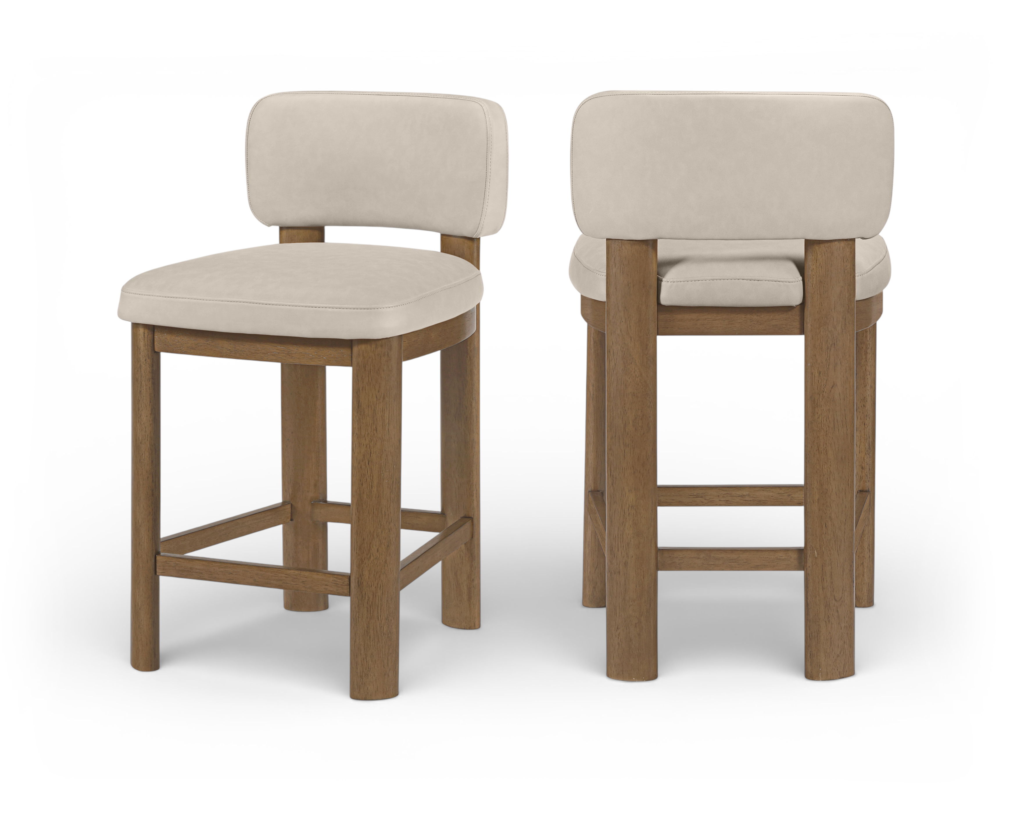 Paloma - Vegan Leather Upholstered Counter Stool (Set of 2) - Taupe / Light Brown Walnut