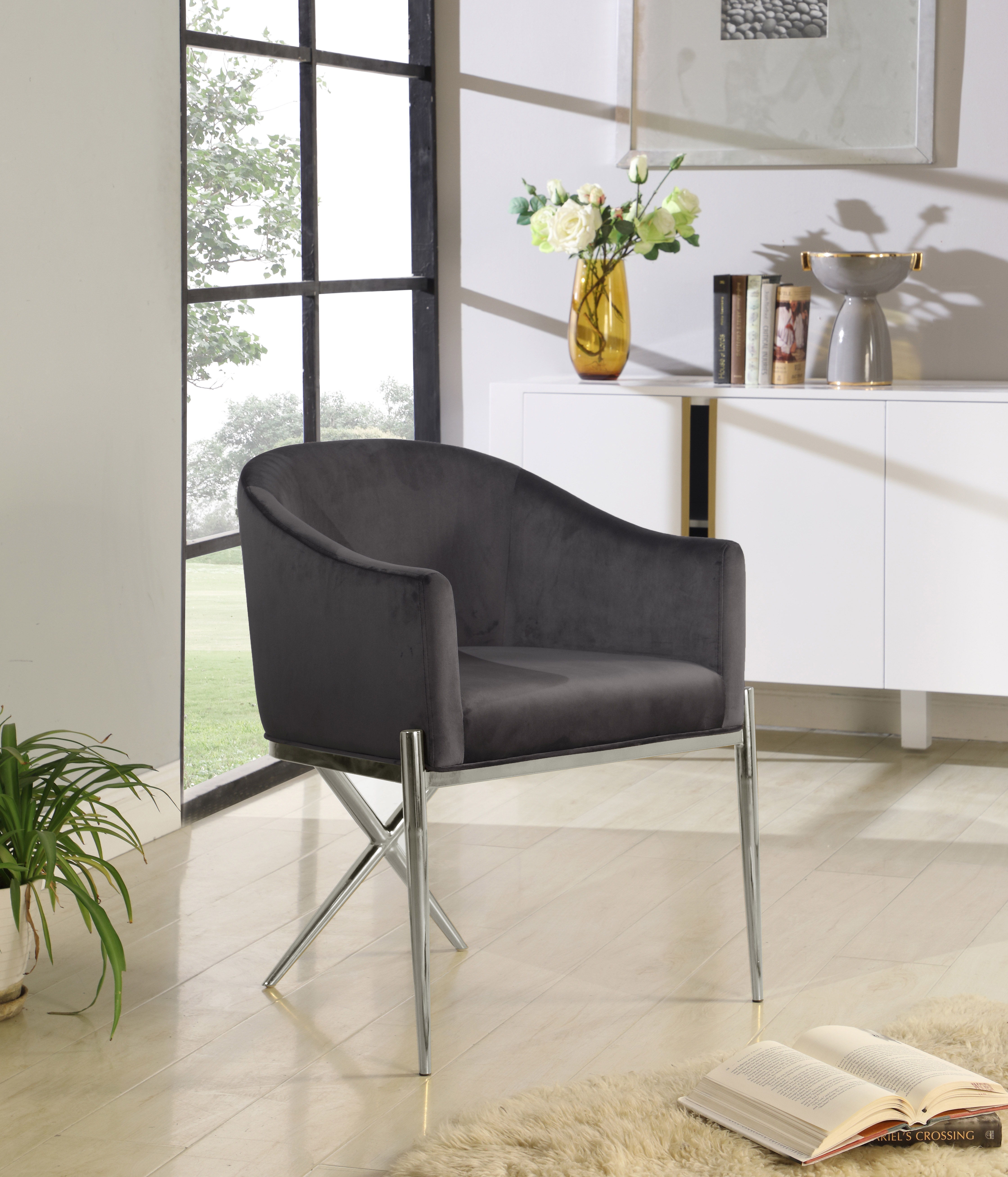 Xavier - Fabric Dining Chair - Gray