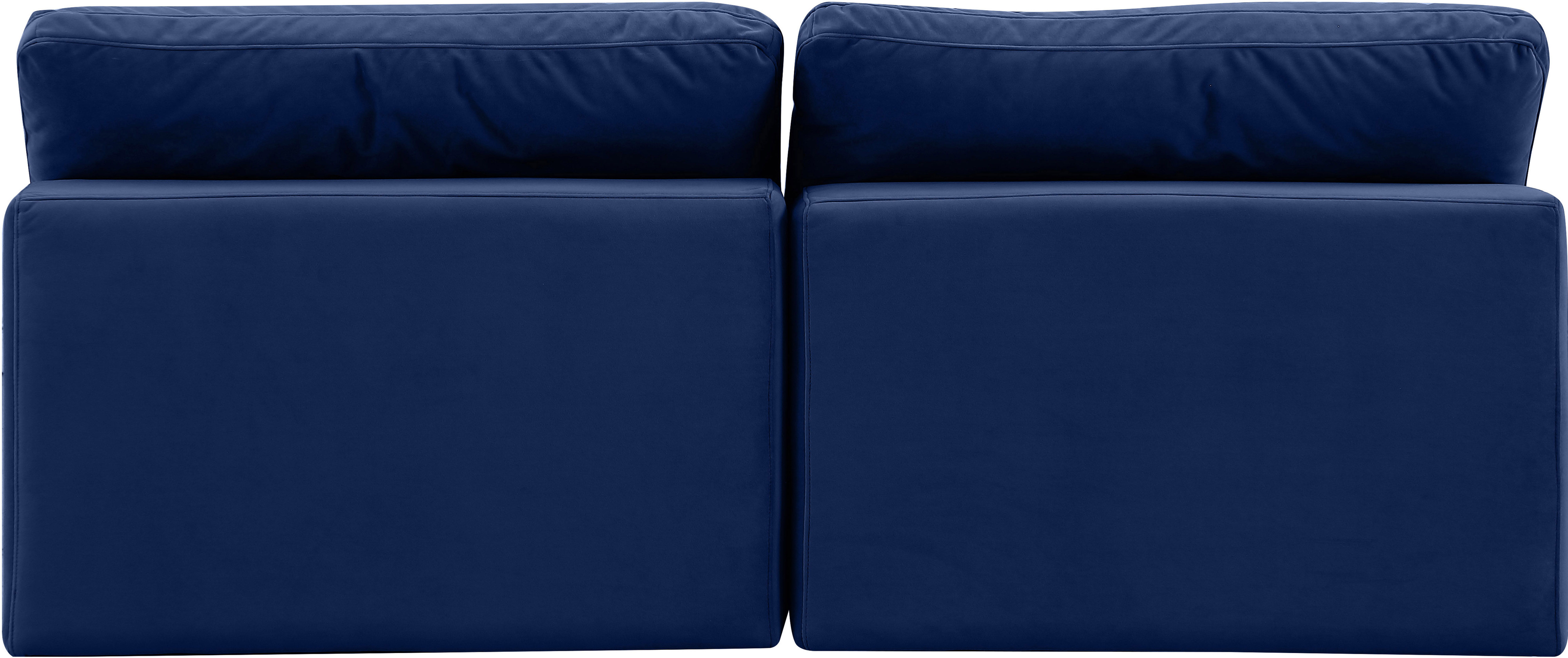 Comfy - Velvet Modular Armless Sofa 2 Pieces - Blue