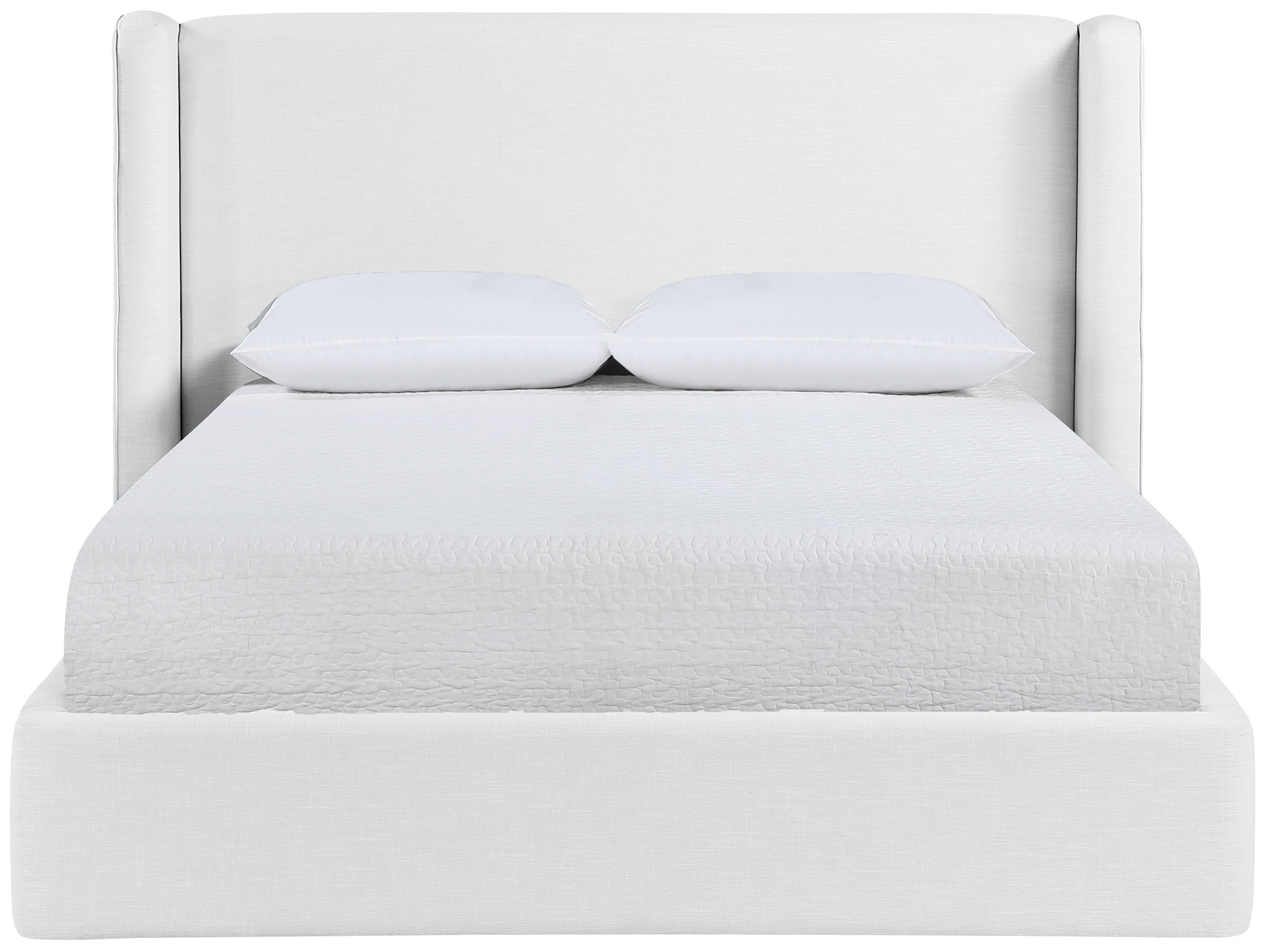 Kendall - Linen Textured Fabric Upholstered King Bed - White