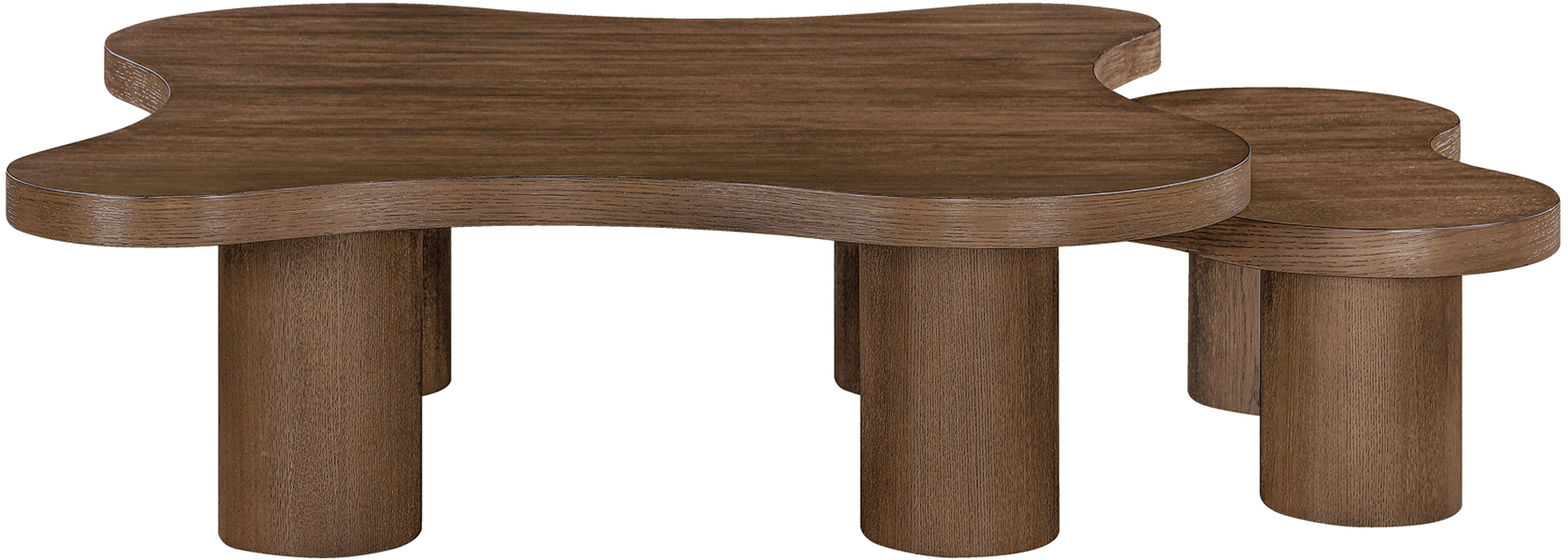 Cove - Oak Veneer And Solid Wood 2 Piece Coffee Table - Brown Walnut