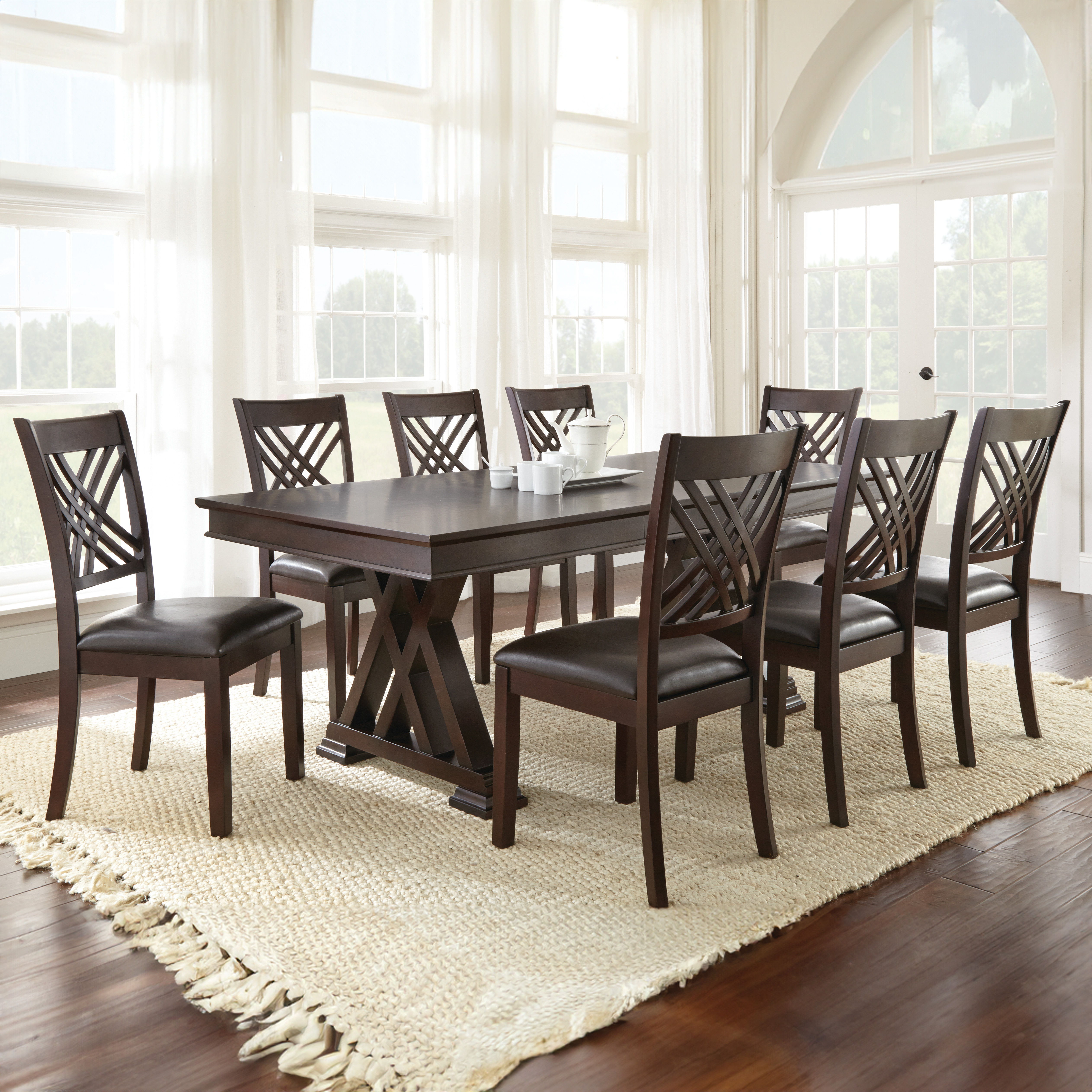 Adrian - 9 Piece Dining Set - Dark Brown