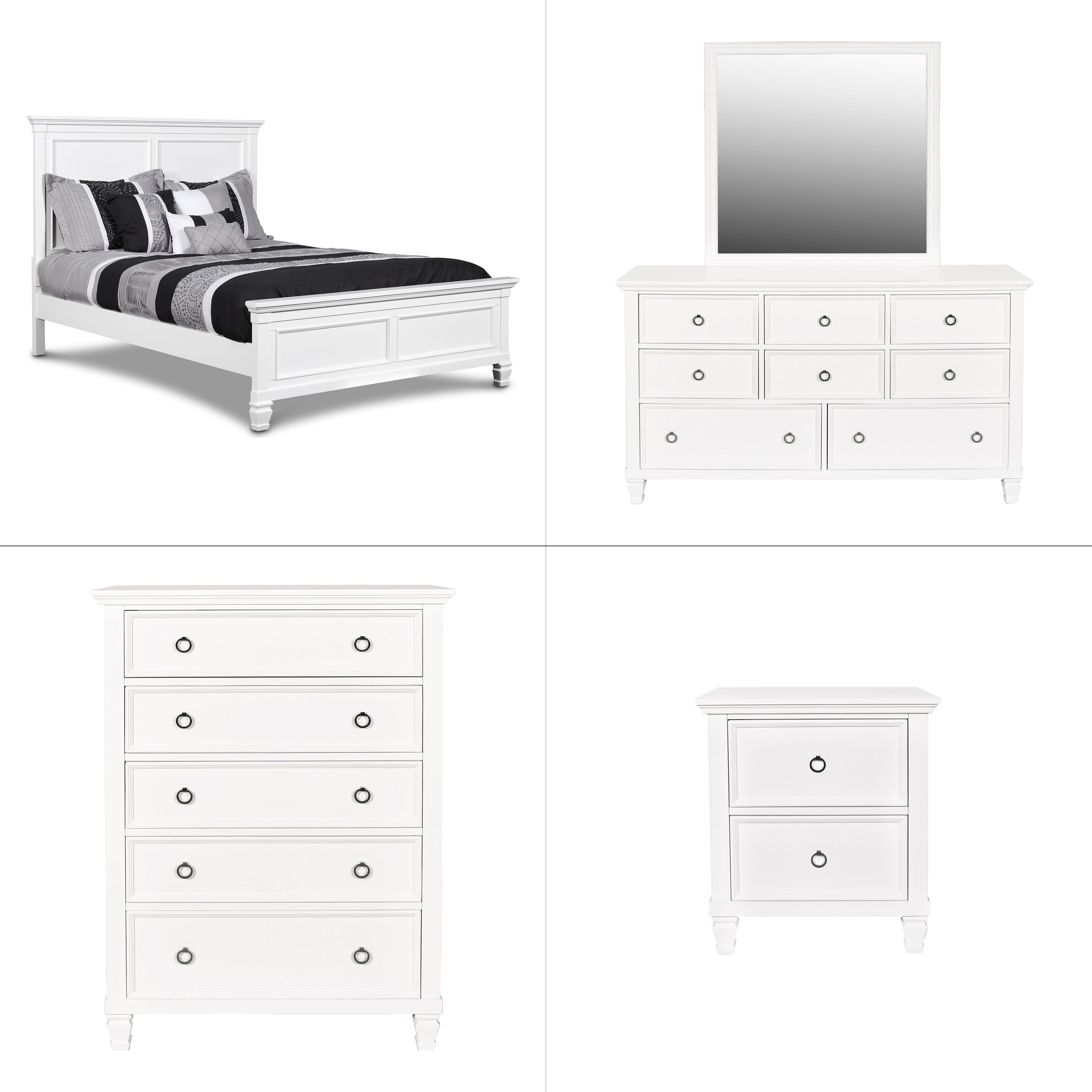Tamarack - Queen 5 Piece Bedroom Set (Bed, Dresser, Mirror, Nighstand, Chest) - White