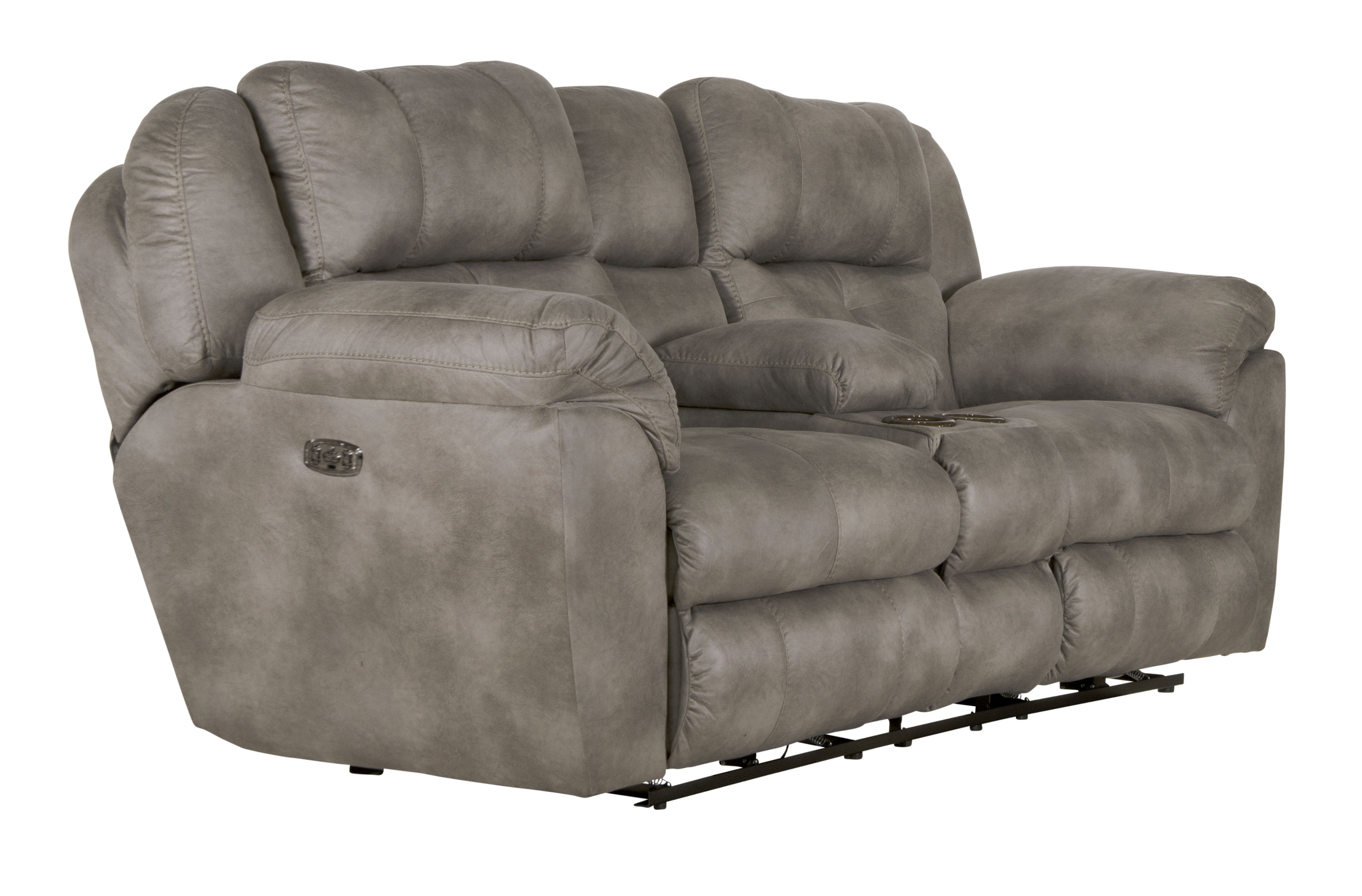 Ferrington - Power Lay Flat Reclining Console Loveseat With Power Adjustable Headrest & Lumbar - Steel