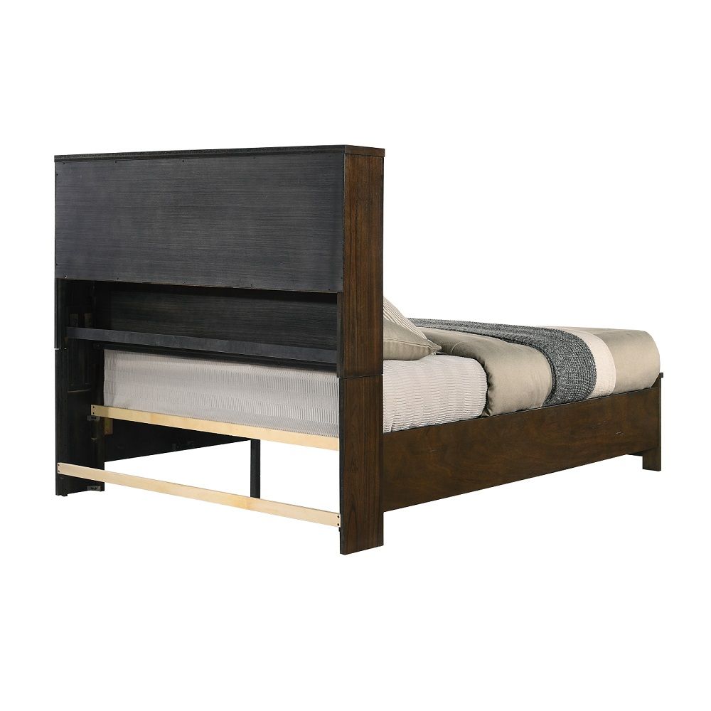 Merrilee II - Queen Bed With Storage - Oak, dark brown, view 5