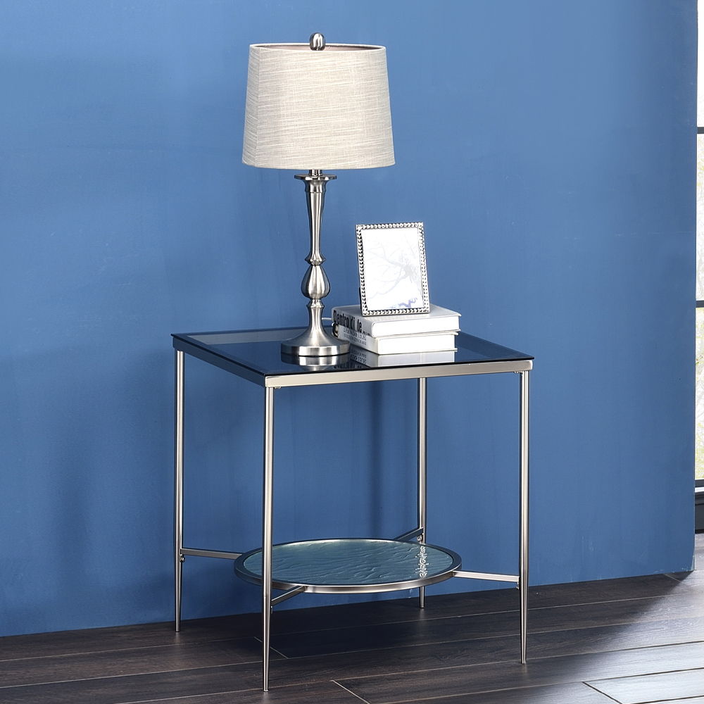 Adelrik - End Table - Glass & Chrome, silver