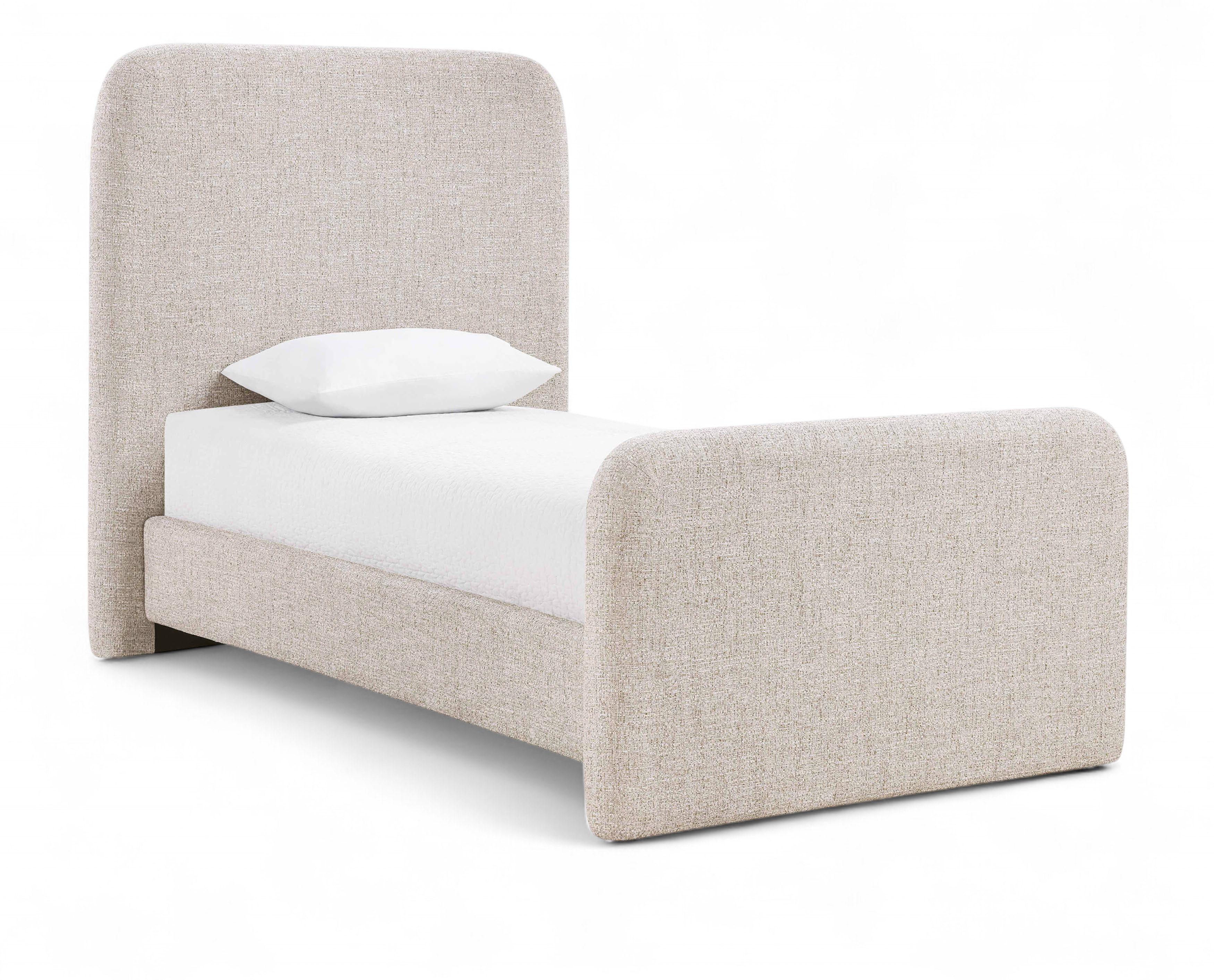 Fira - Linen Textured Fabric Upholstered Twin Bed - Beige