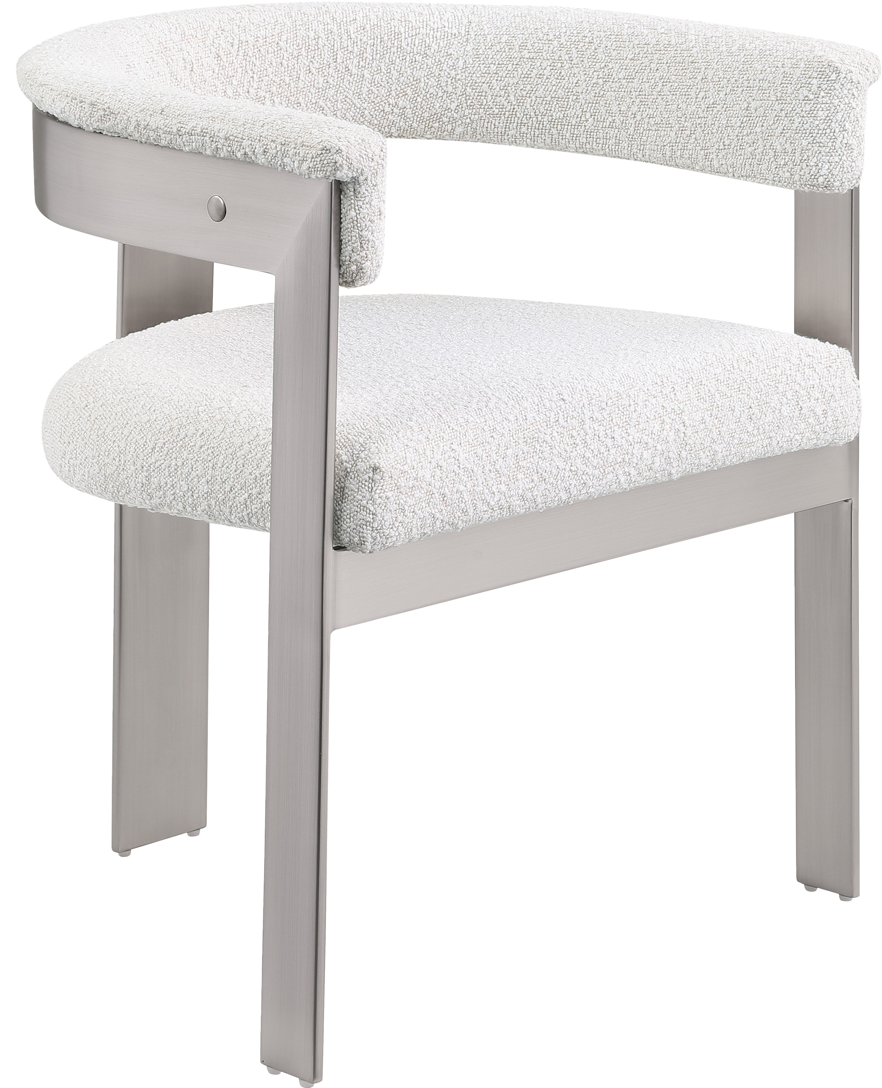 Romeo - Boucle Dining Chair With Silver Base (Set of 2) - Cream