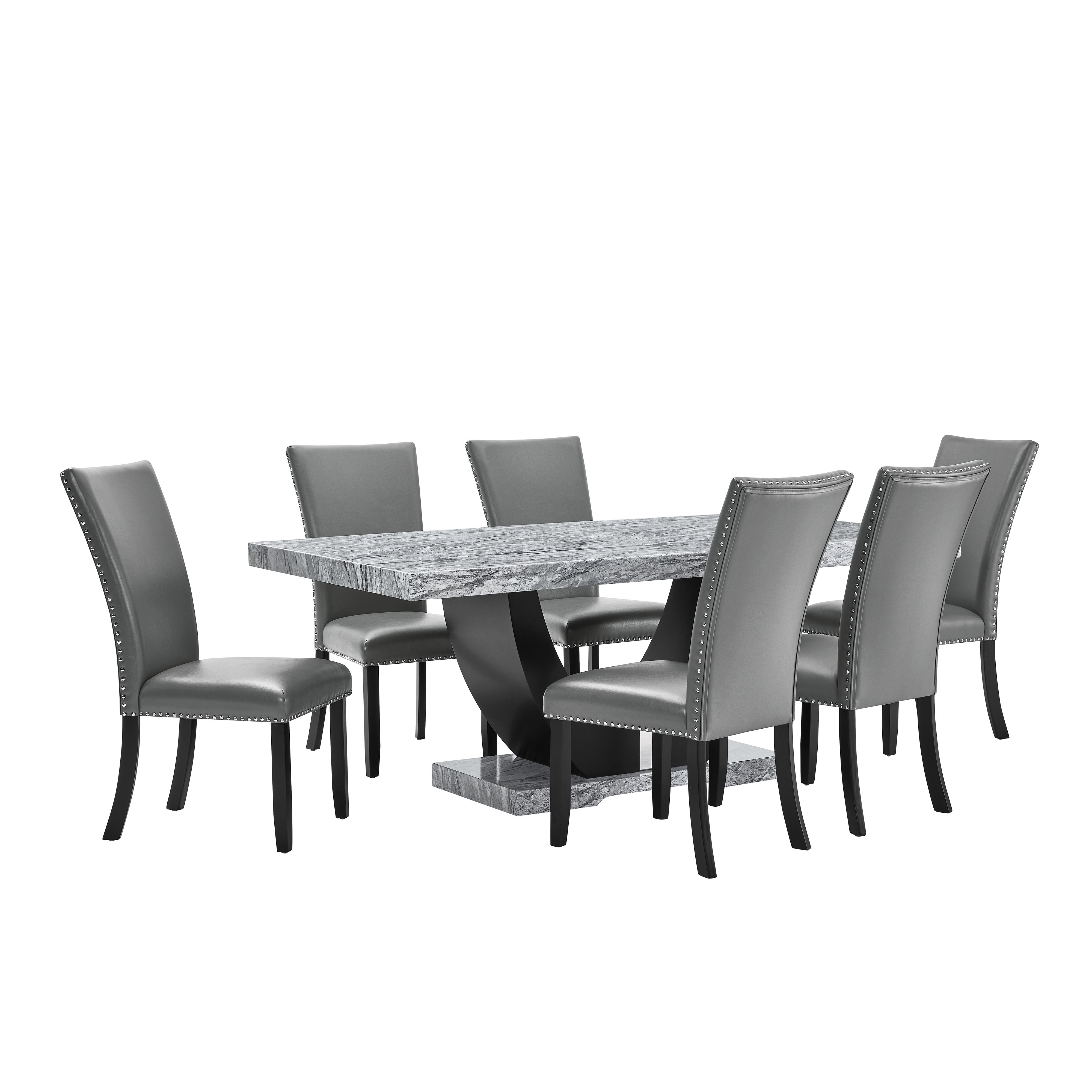 Lyra - Dining Table & 6 Chairs - Gray