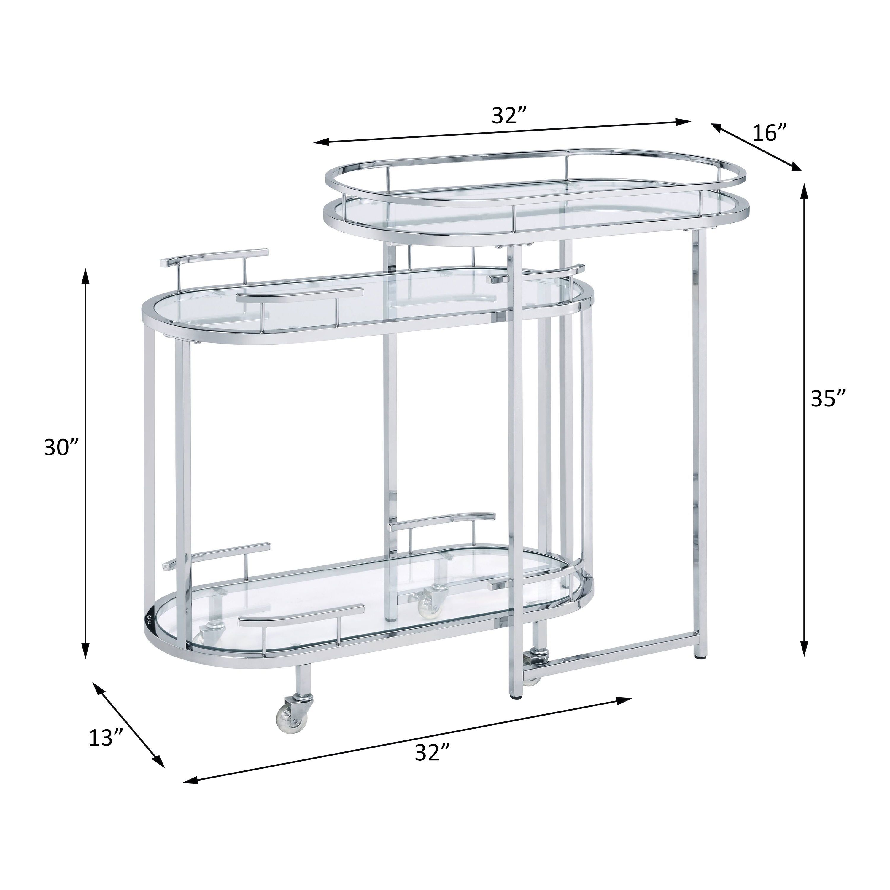 Piffo - Serving Cart Set - Clear Glass & Chrome, silver, view 7