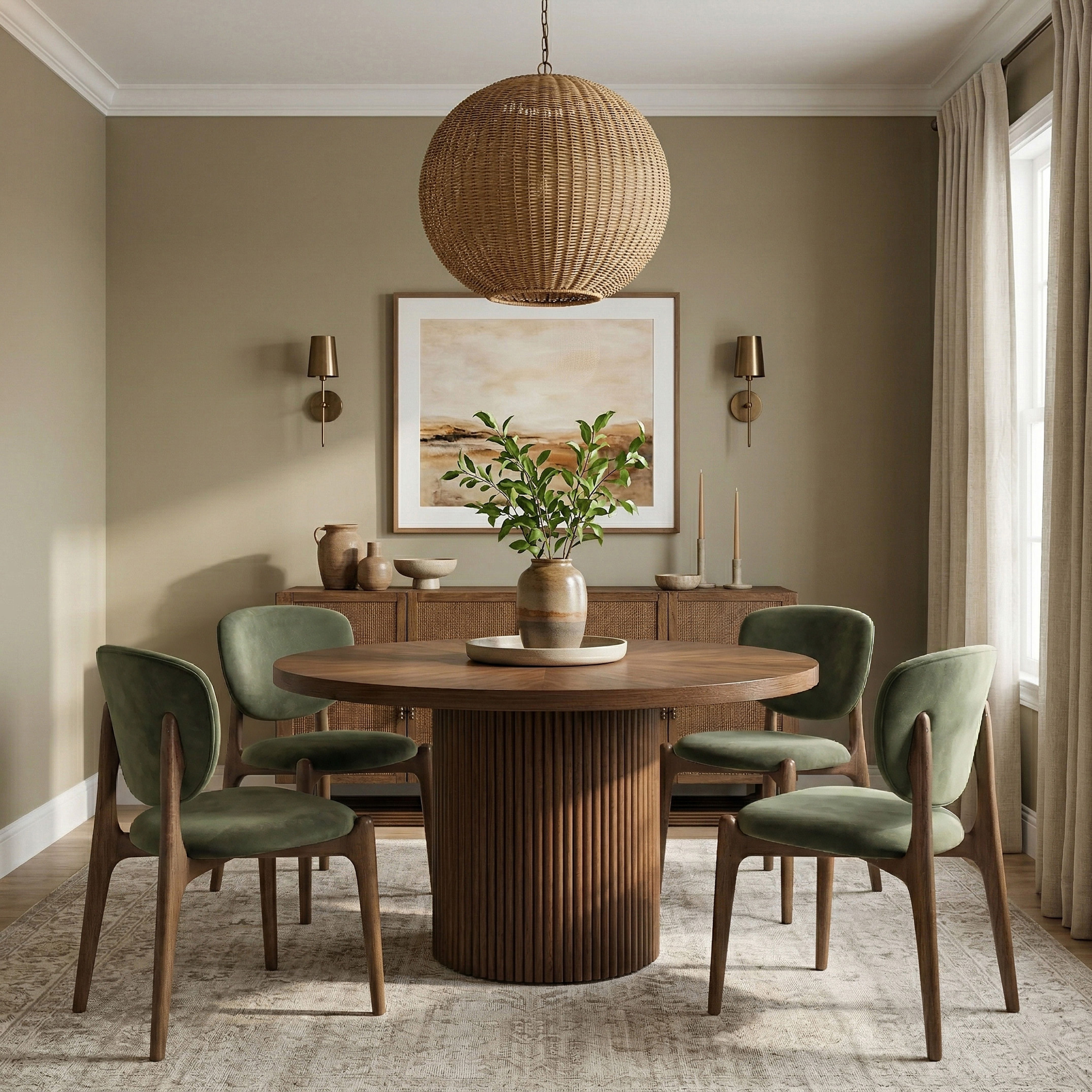 Velora - Upholstered Dining Chair (Set of 2) - Green / Brown