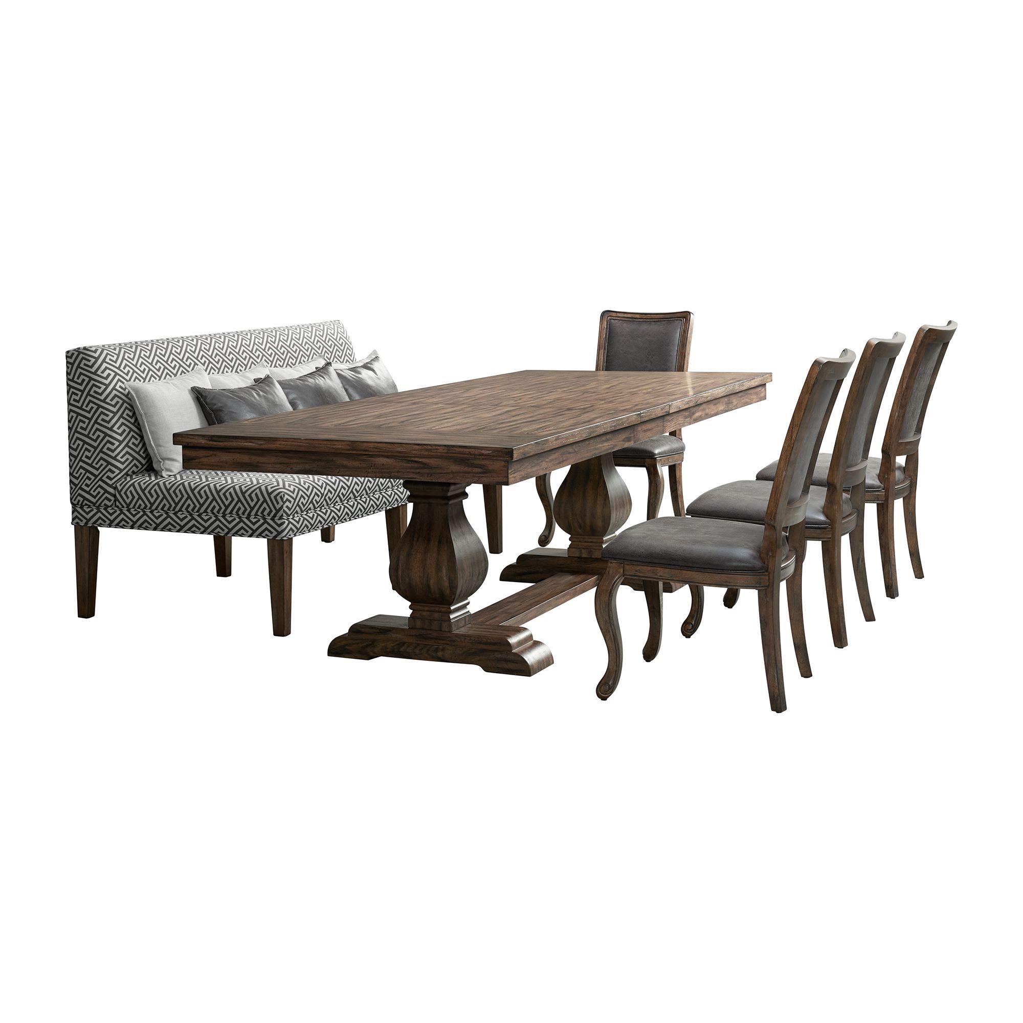 Gramercy - 6 Piece Dining Set (Table, Four Chairs And Settee) - Dark Brown