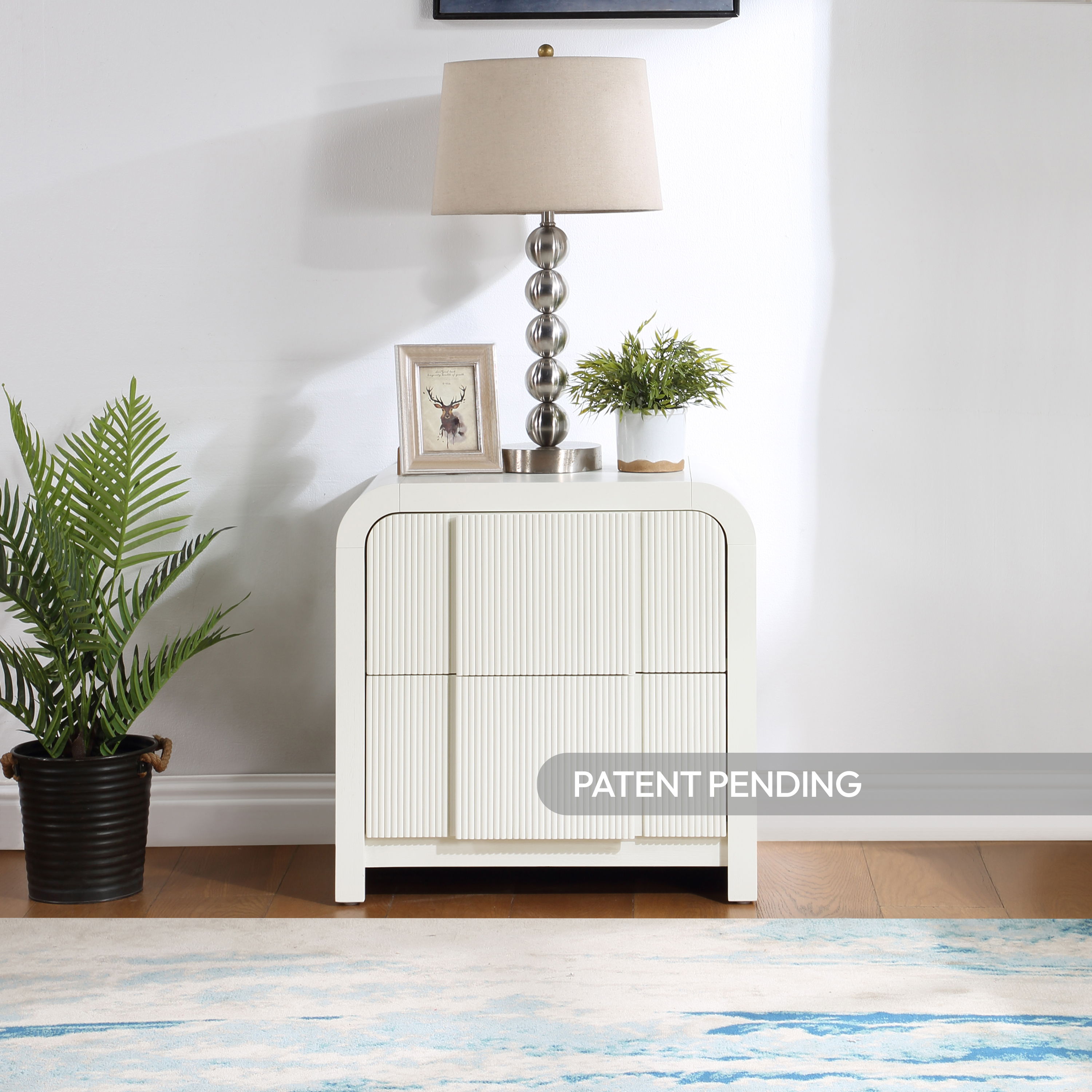 Fluted - Night Stand - Cream