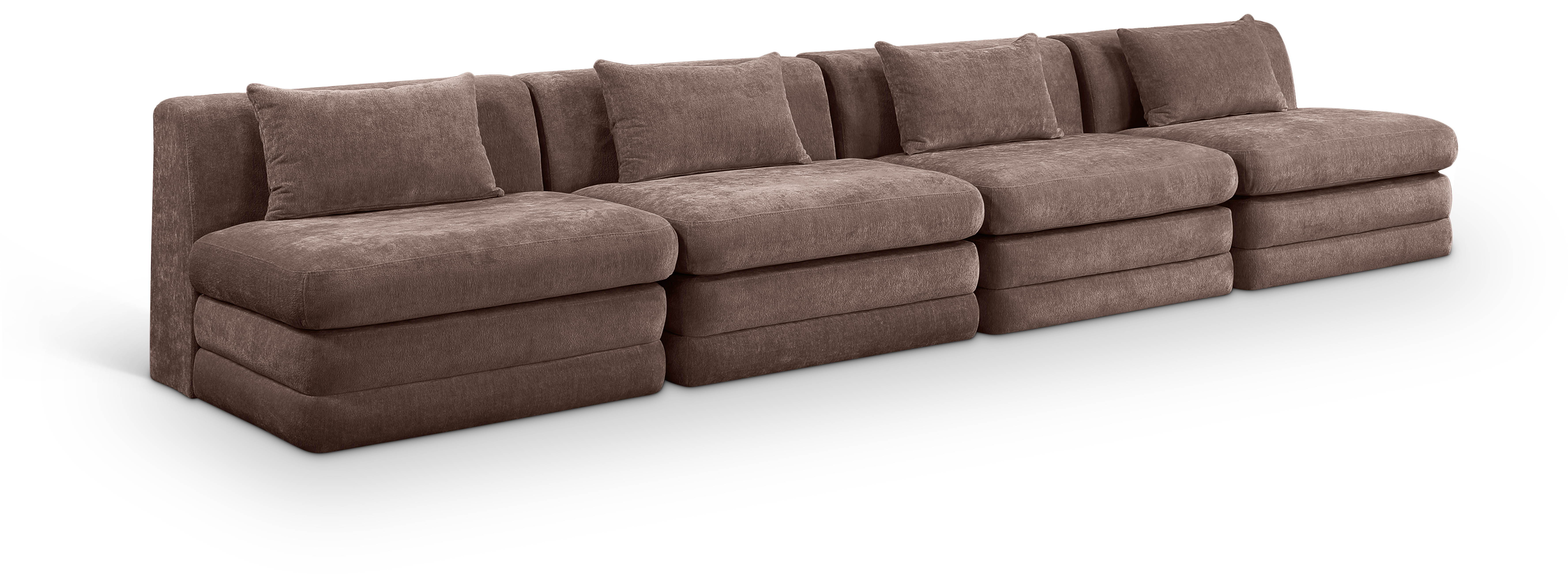 4 Pc · Chenille Fabric 152" Upholstered Modular Sofa