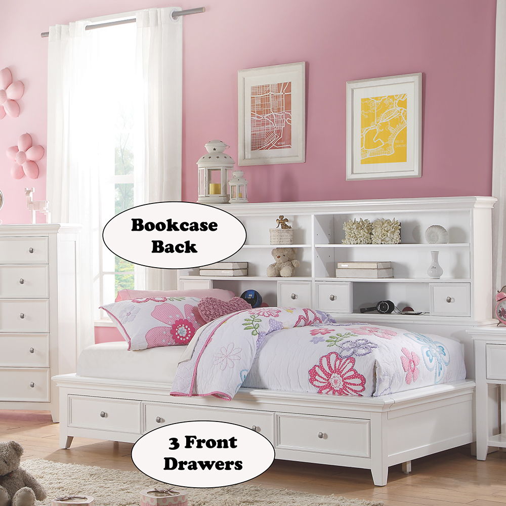 Lacey - Twin Daybed With Storage - White, white, view 3