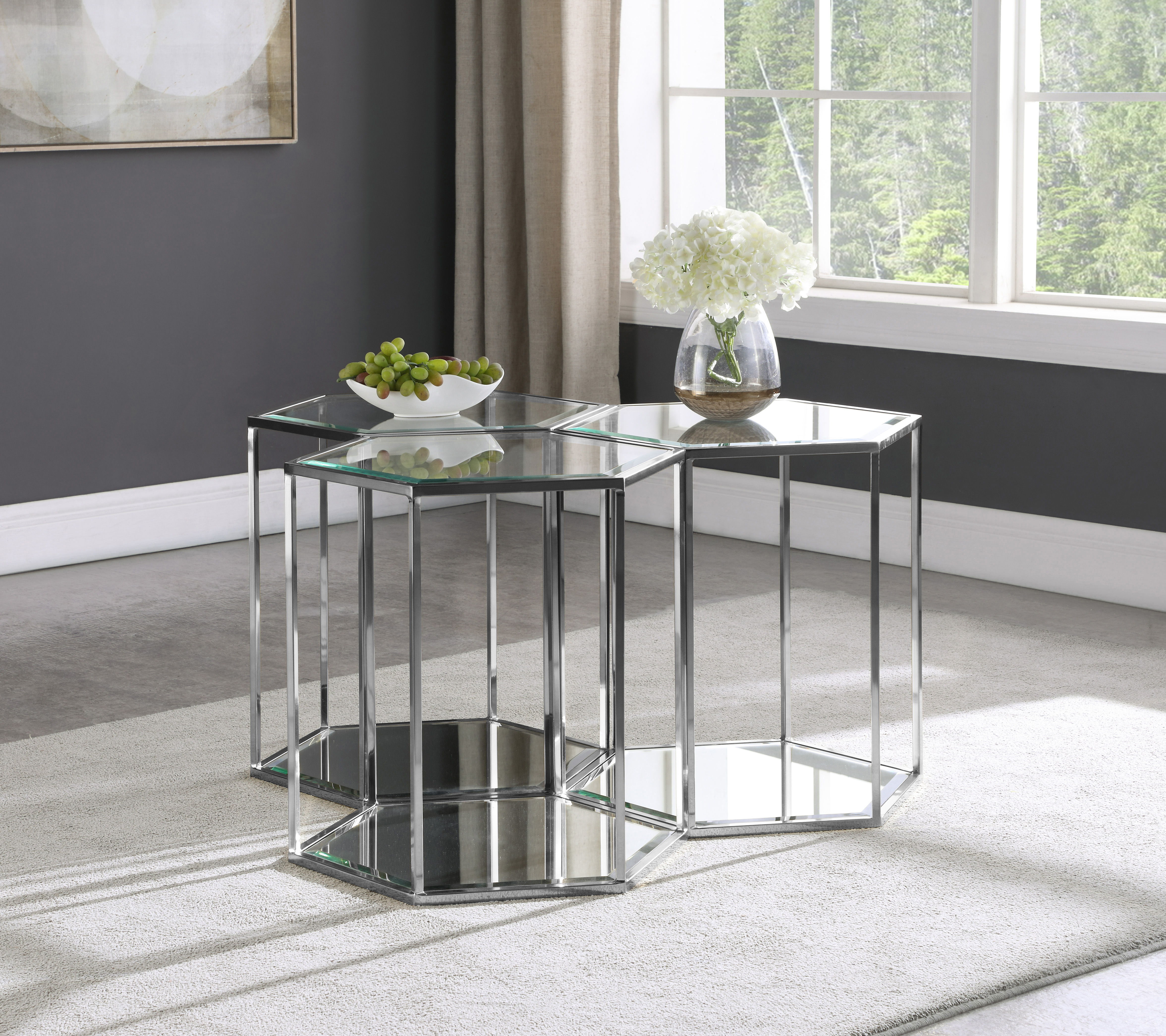 Sei - Steel End Table - Pearl Silver