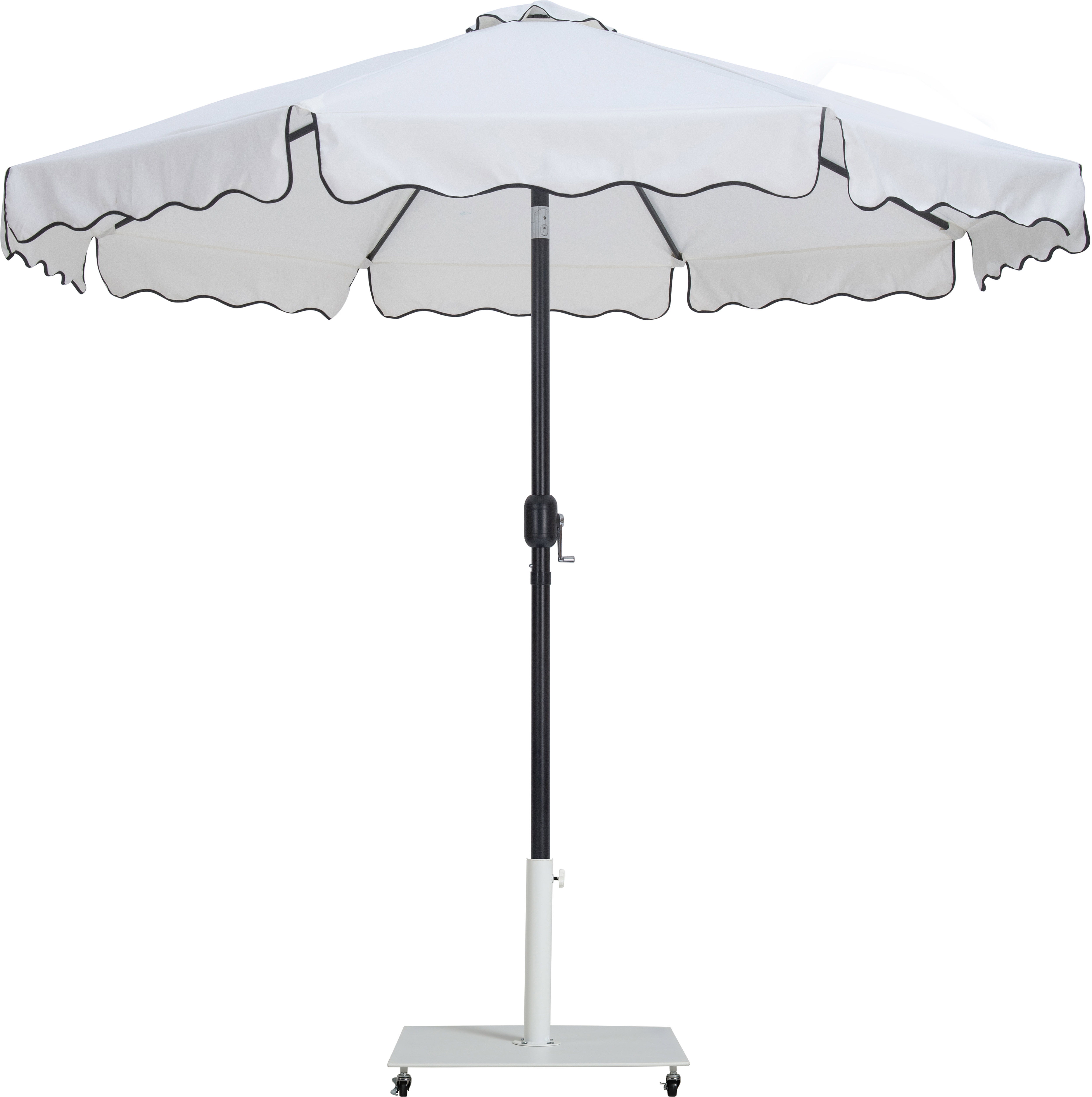 Amalfi - With Black Piping Aluminum Patio Umbrella With Base - White / Matte White