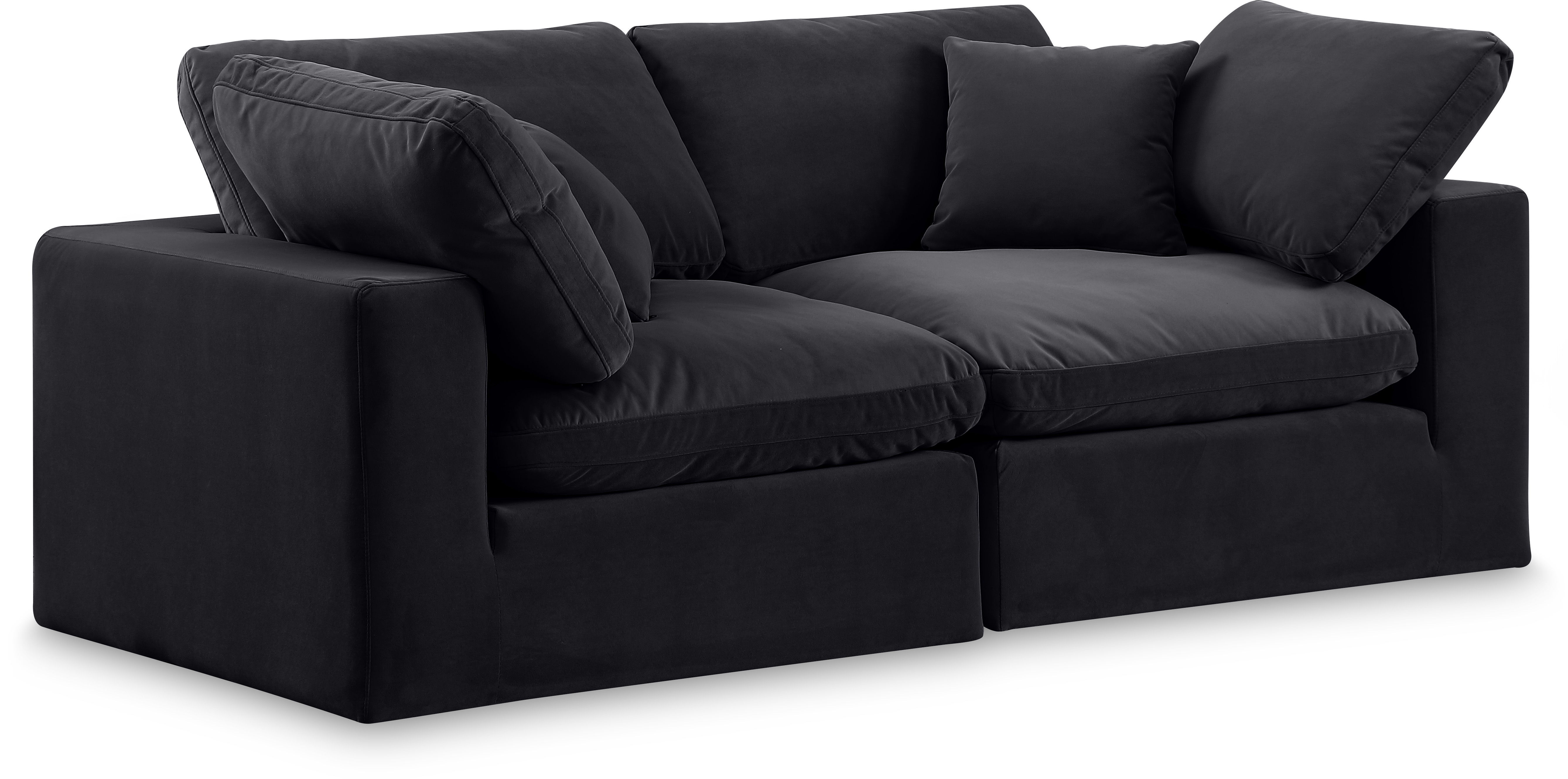 Comfy - Velvet Modular Sofa 2 Seats - Black