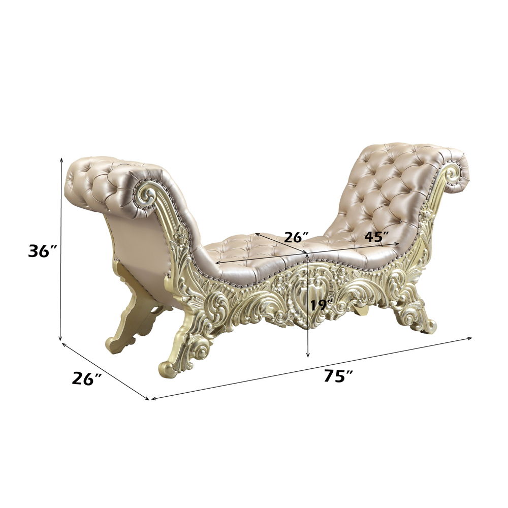 Vatican - Bench - Synthetic Leather, Light Gold & Champagne Silver, beige, view 4