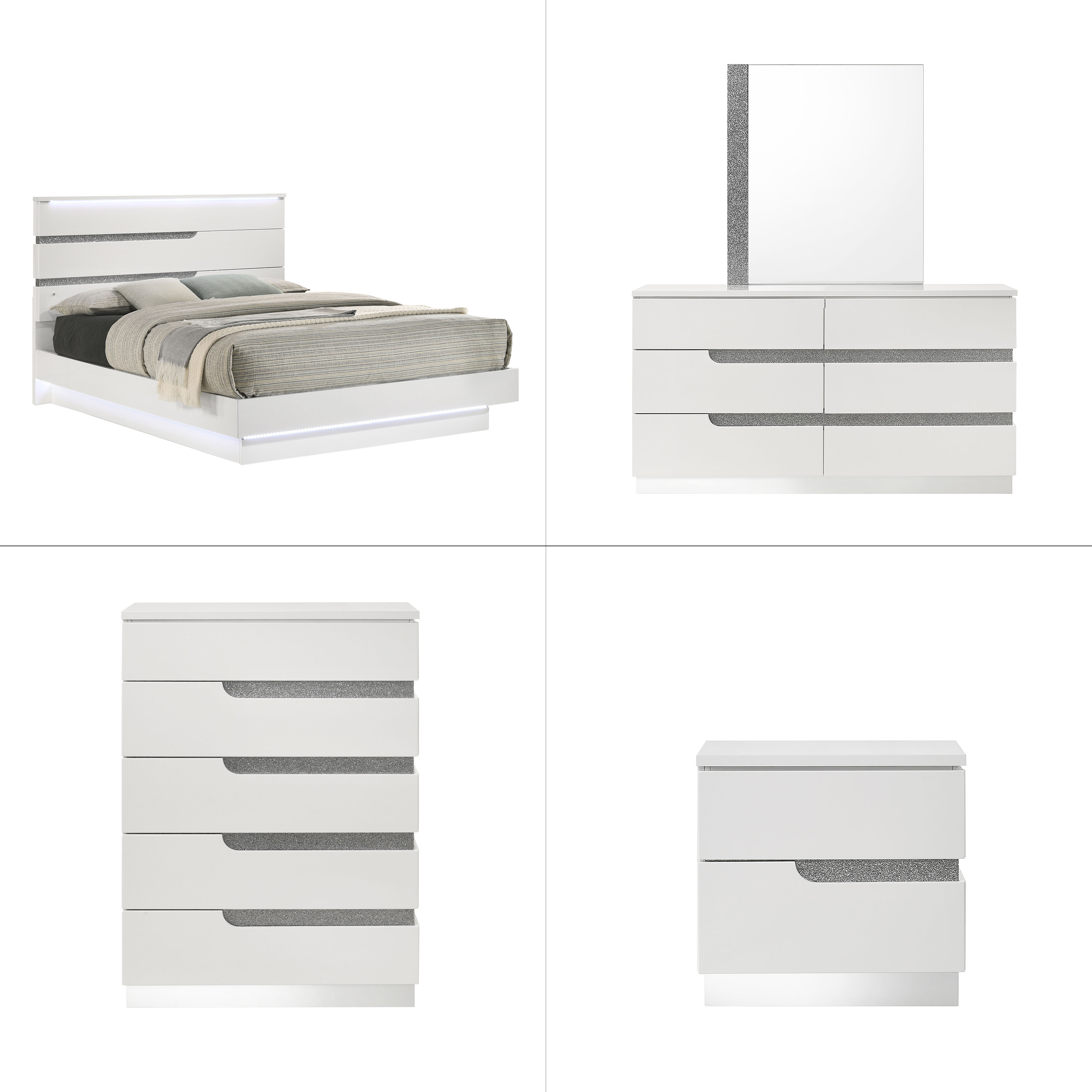 Eastern King · 5 Pc · Bed, Dresser, Mirror, Chest, Nightstand