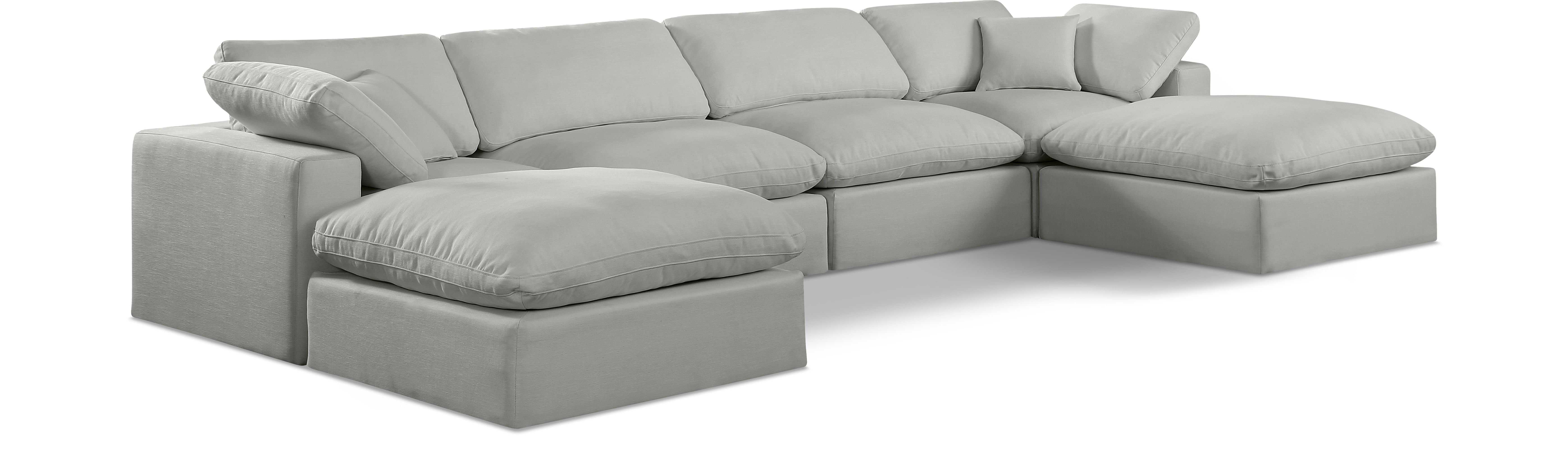 Comfy - 6 Piece Linen Modular Double Chaise Sectional - Gray