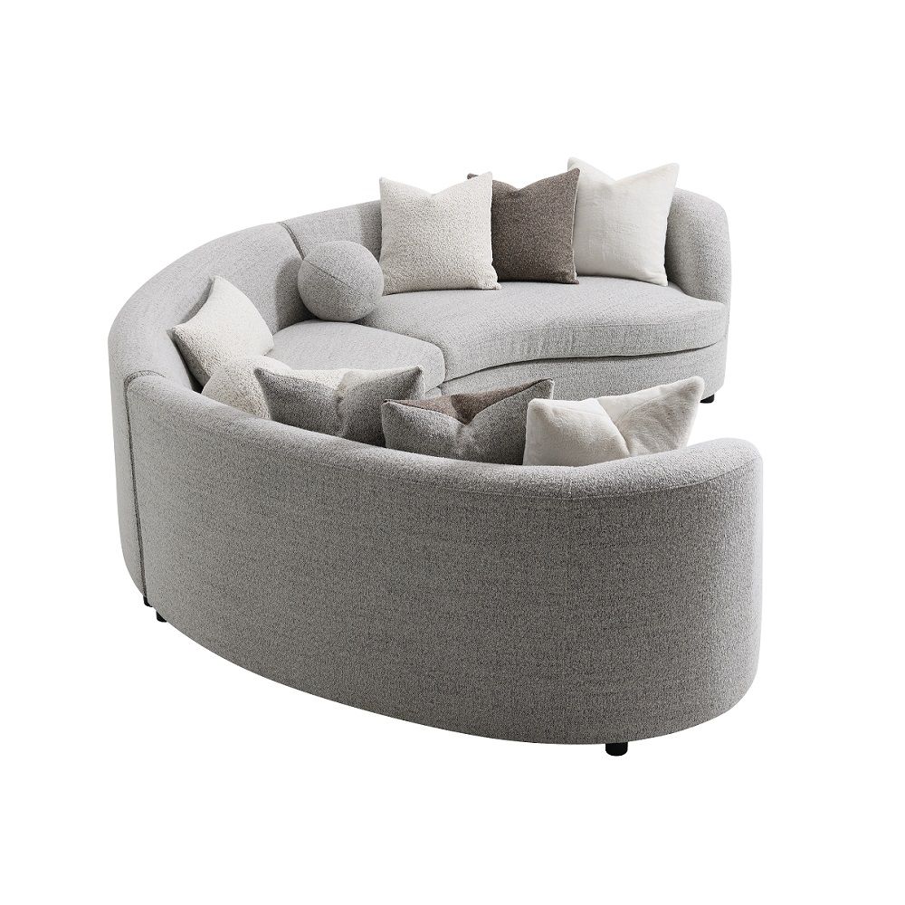 Ivria - Sectional Sofa With 9 Pillows - Gray Boucle, gray, view 2