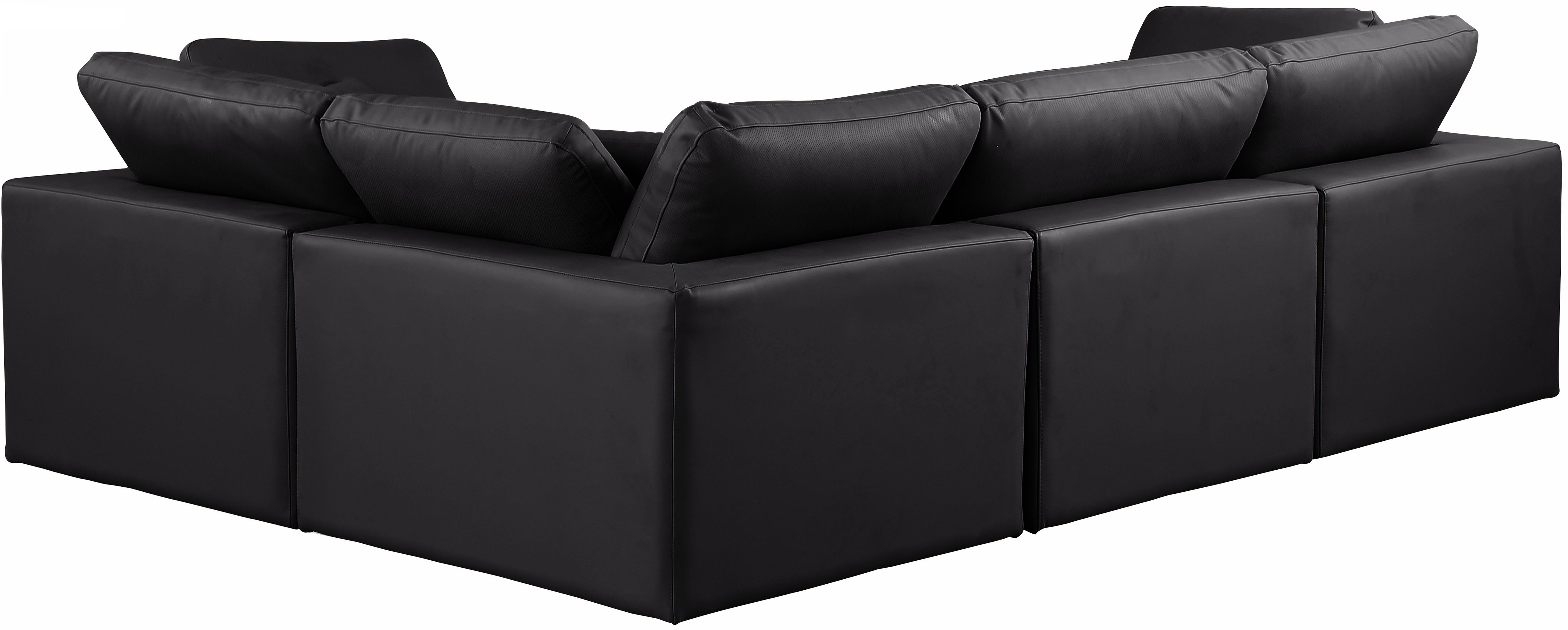 Comfy - 4 Piece Faux Leather Modular Sectional - Charcoal