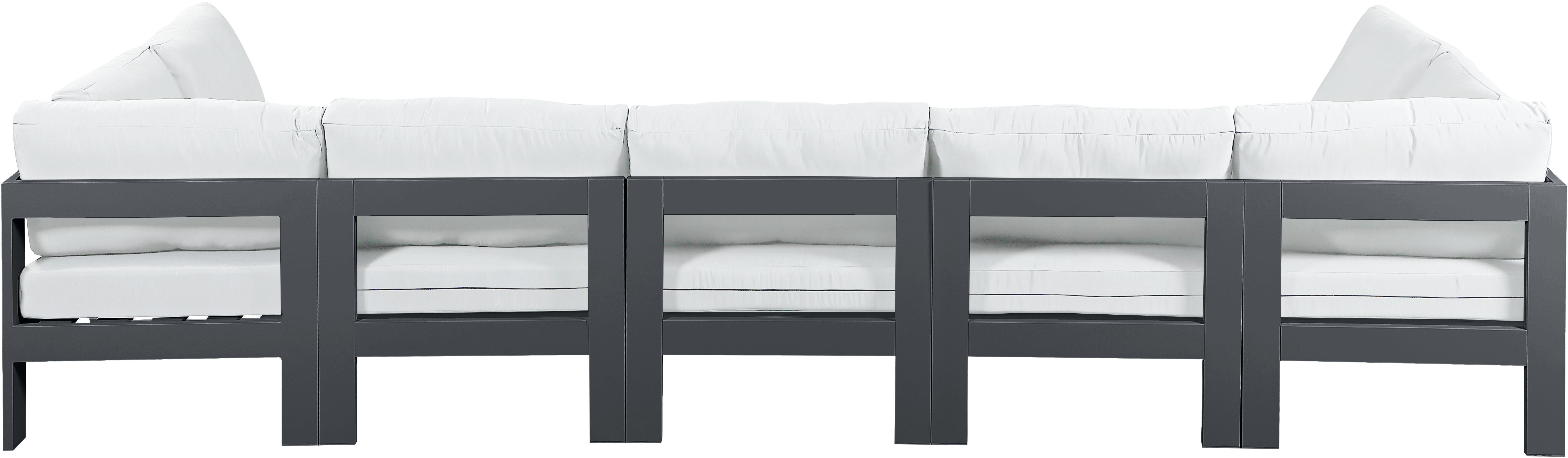 Nizuc - Outdoor Patio 7 Piece Modular Sectional With Gray Frame - White