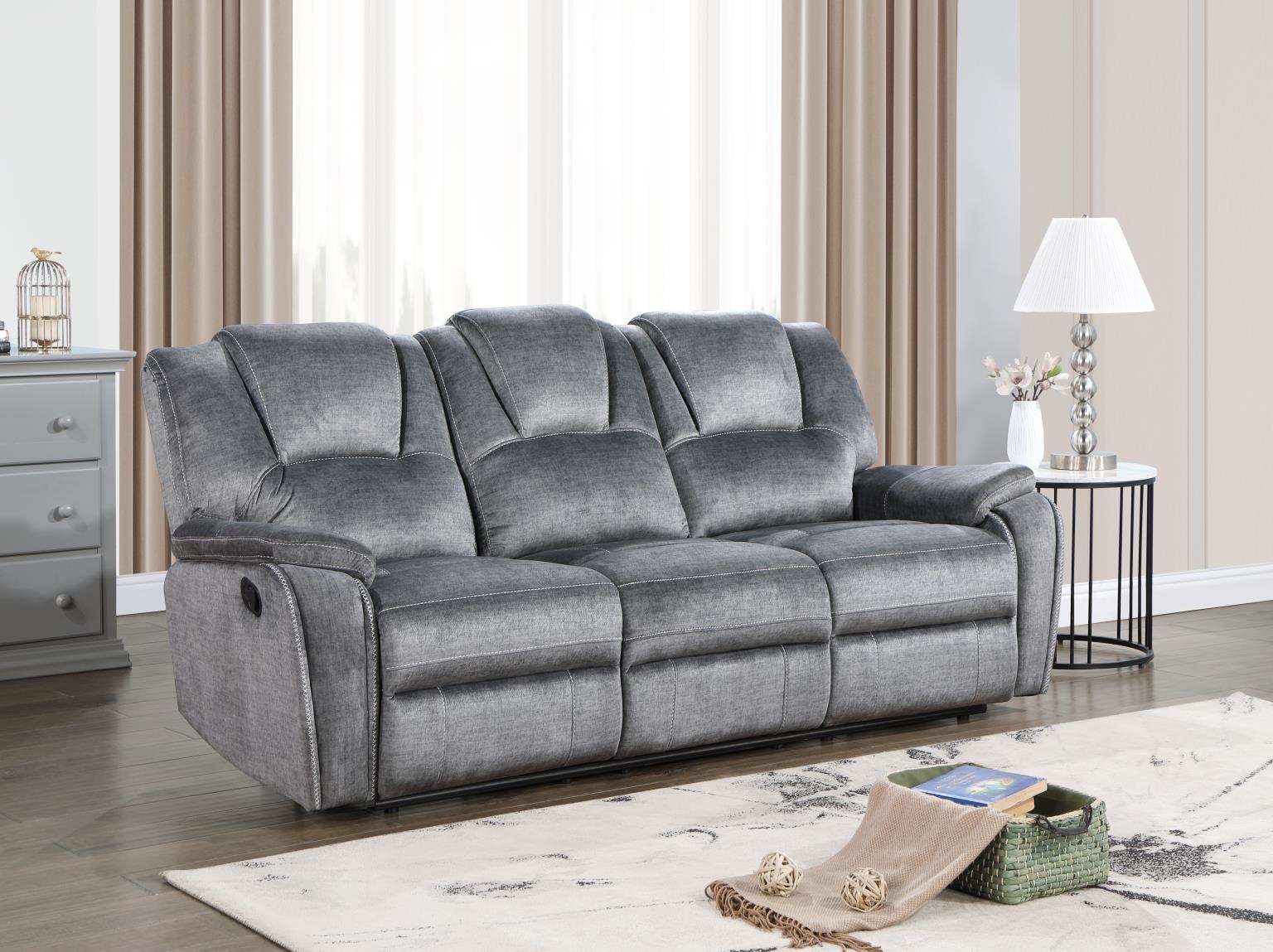U121 - 2 Piece Living Room Set (Reclining Sofa & Reclining Loveseat) - Gray