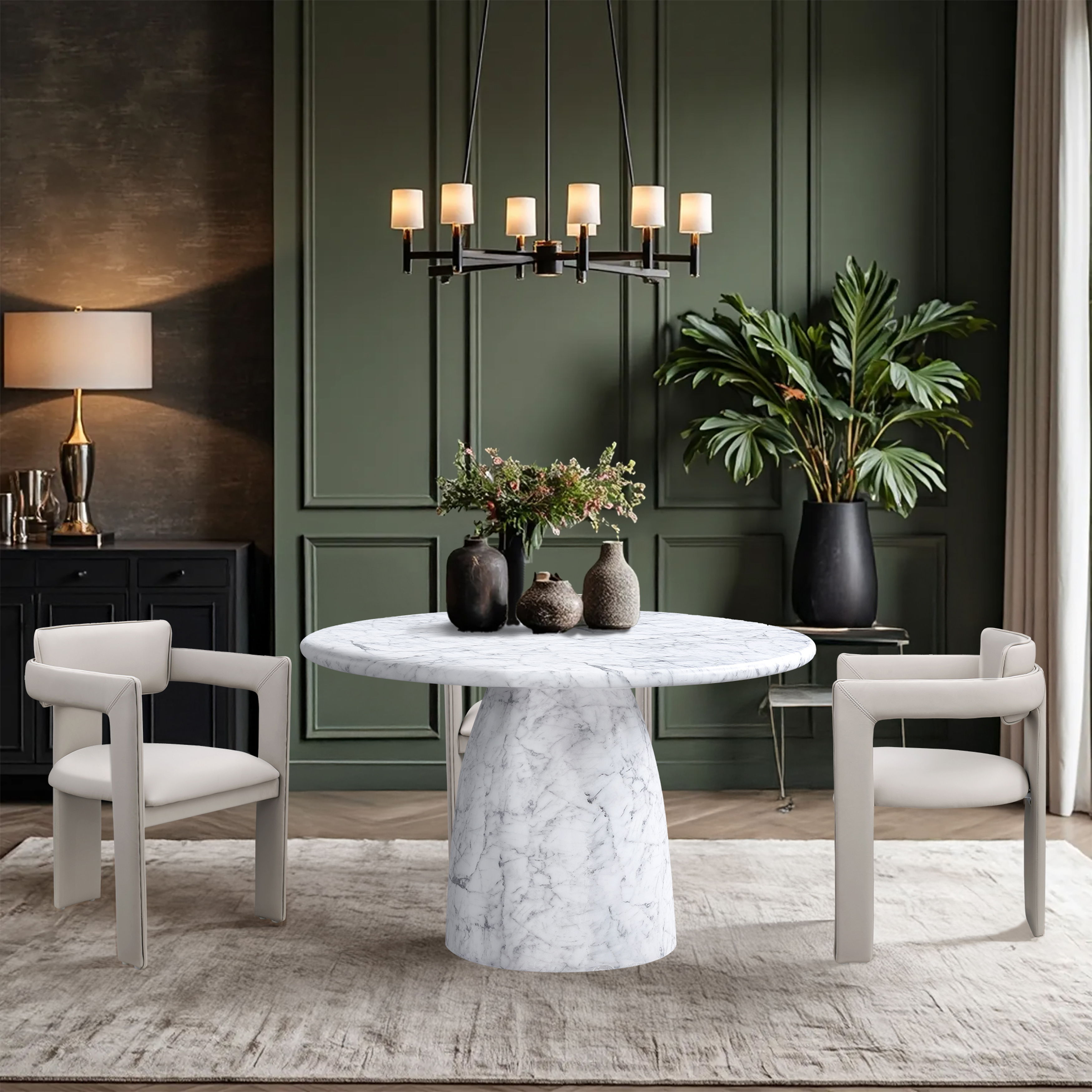 Cosenza - 48.5" Marble Finish Concrete Dining Table - White