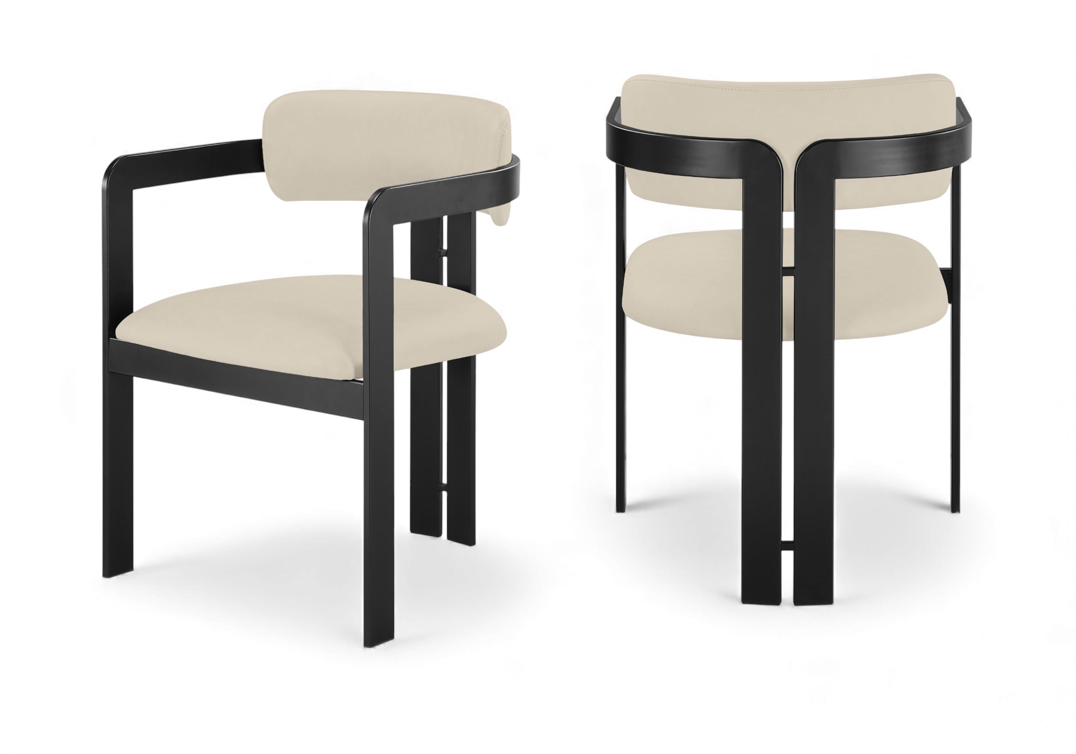 Aurum - Vegan Leather Upholstered Dining Chair (Set of 2) - Beige / Graphite Black