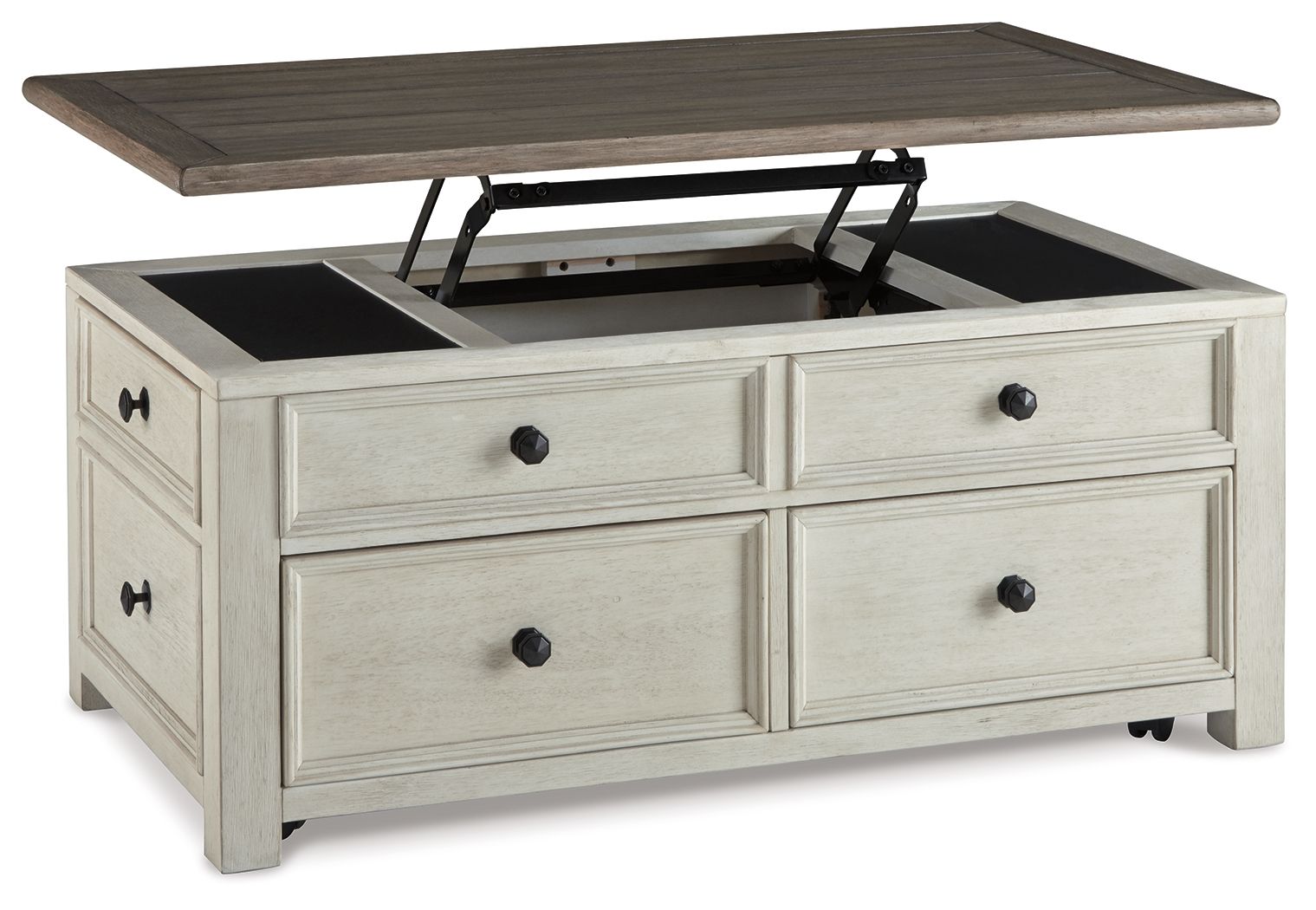 Ashley Furniture Bolanburg - Lift Top Cocktail Table - White / Brown / Beige - Image 5