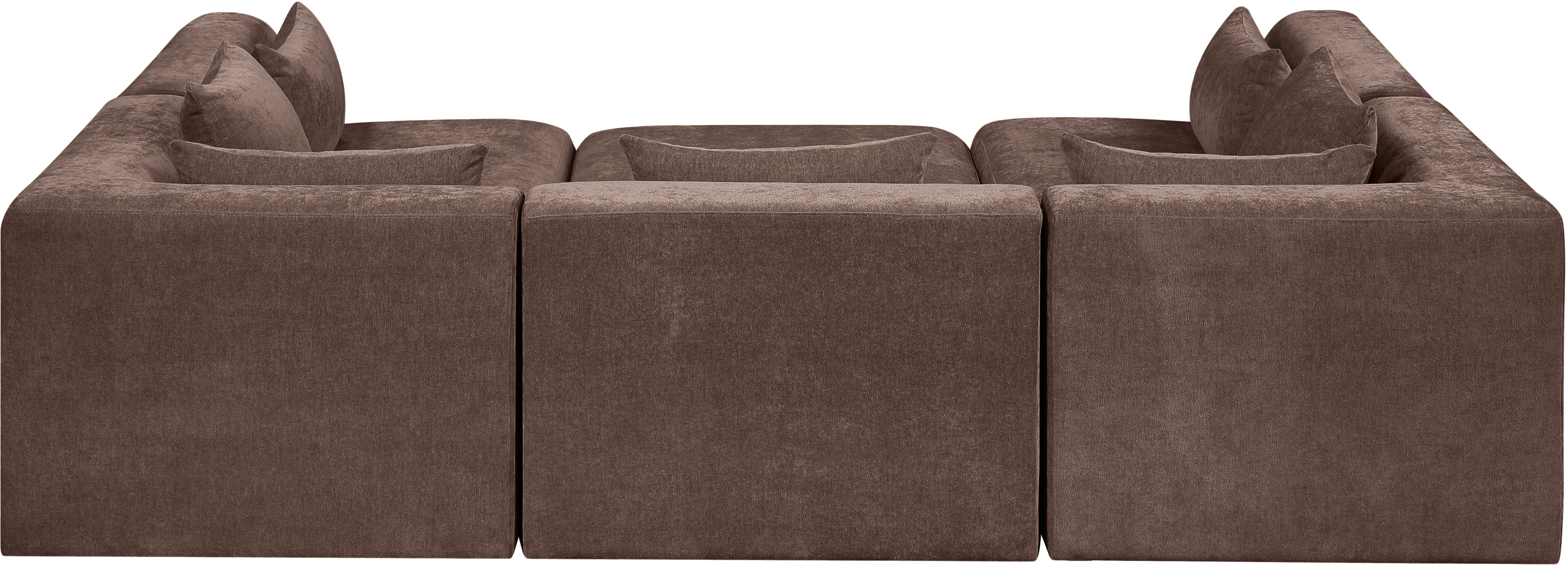 Stellar - 6 Piece Chenille Fabric 114" Upholstered Modular Sectional - Brown