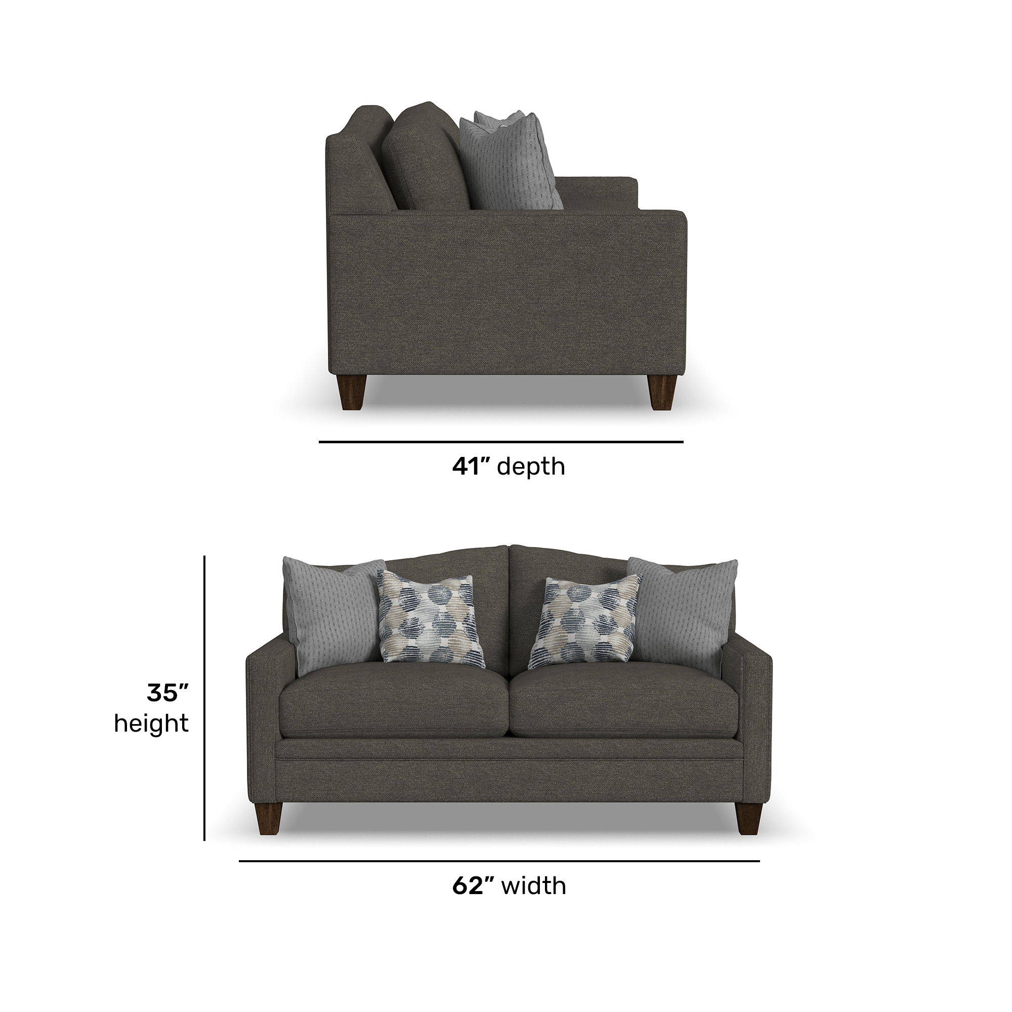 Lottie - Fabric Loveseat, dark gray, view 5