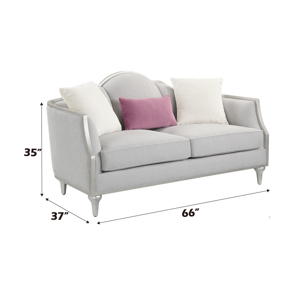 Kasa - Loveseat With 3 Pillows - Beige Linen & Champagne, beige, view 5